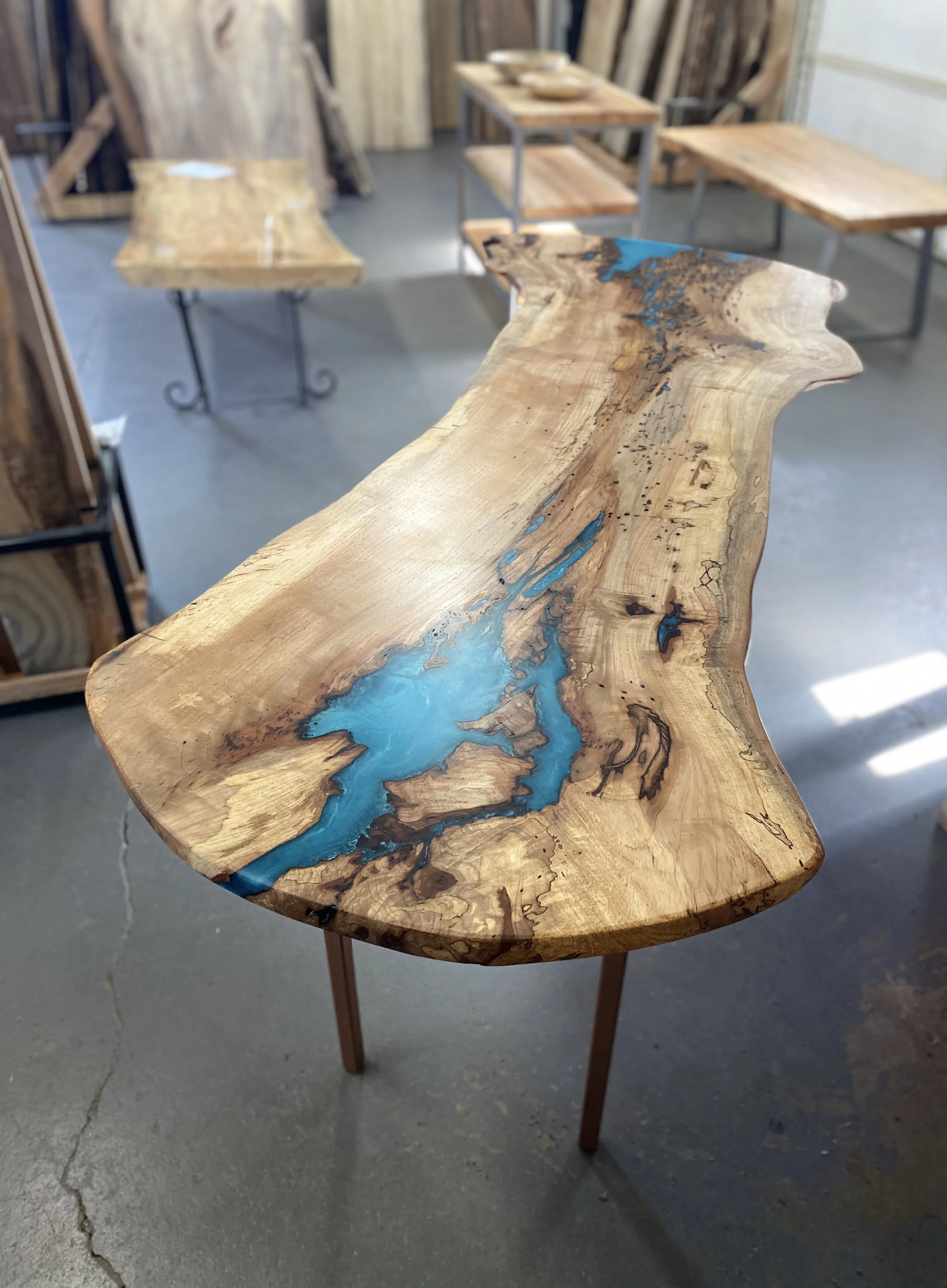 Teal blue epoxy Table- Tulsa Oklahoma