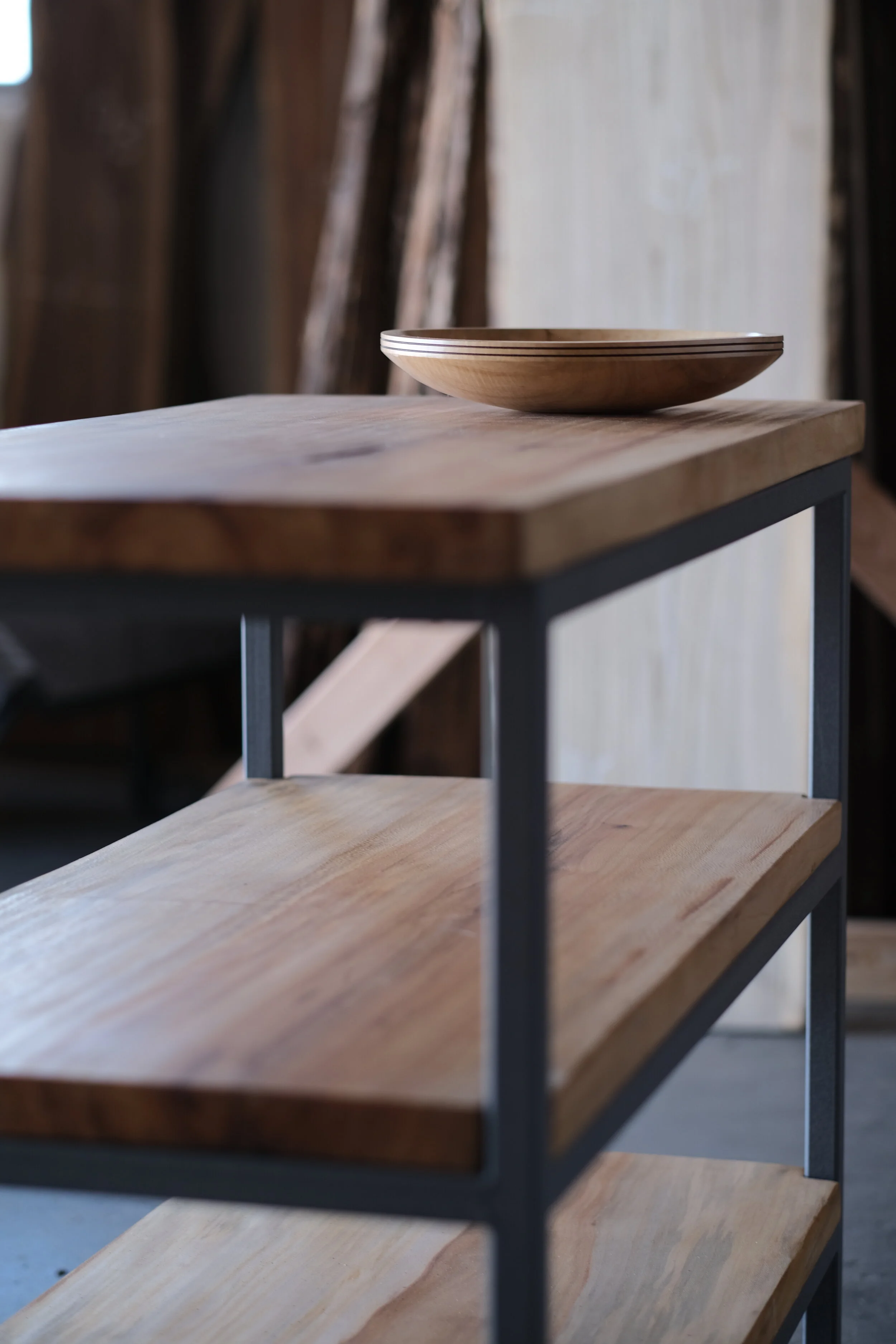 custom wood table and shelves- Oklahoma
