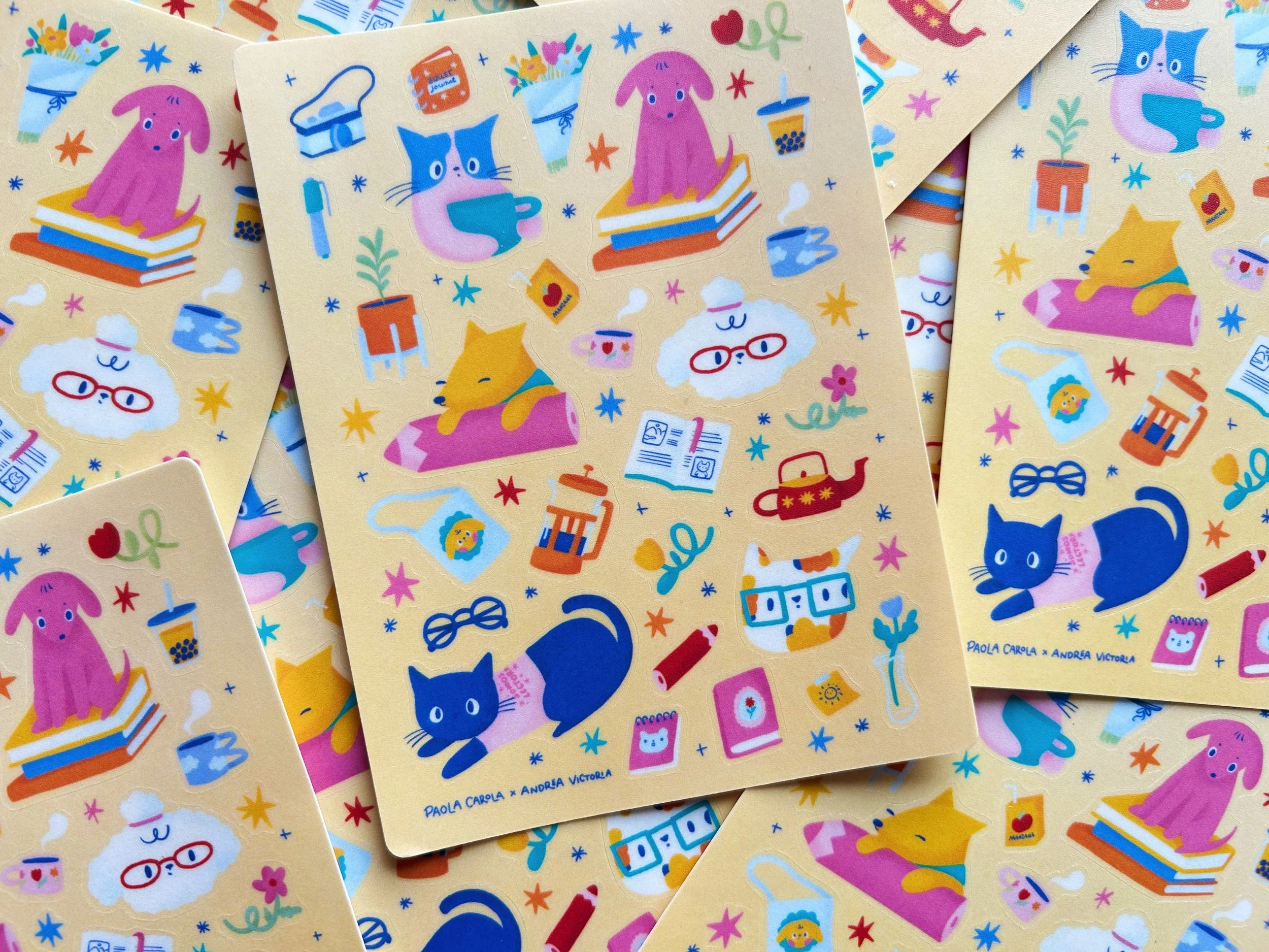 Peluditos lectores [Planilla de stickers]