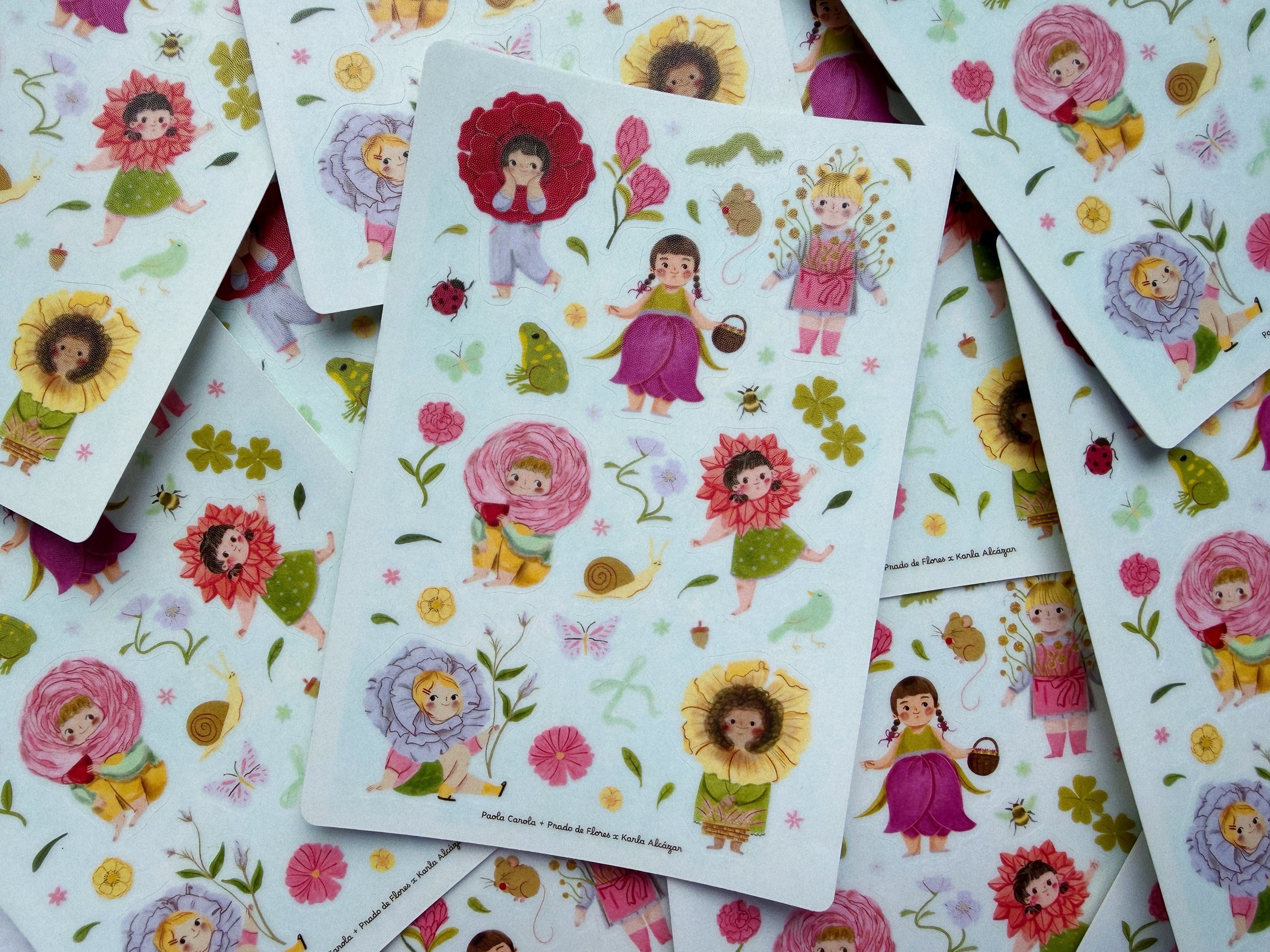 Niñas flor [Planilla de stickers]