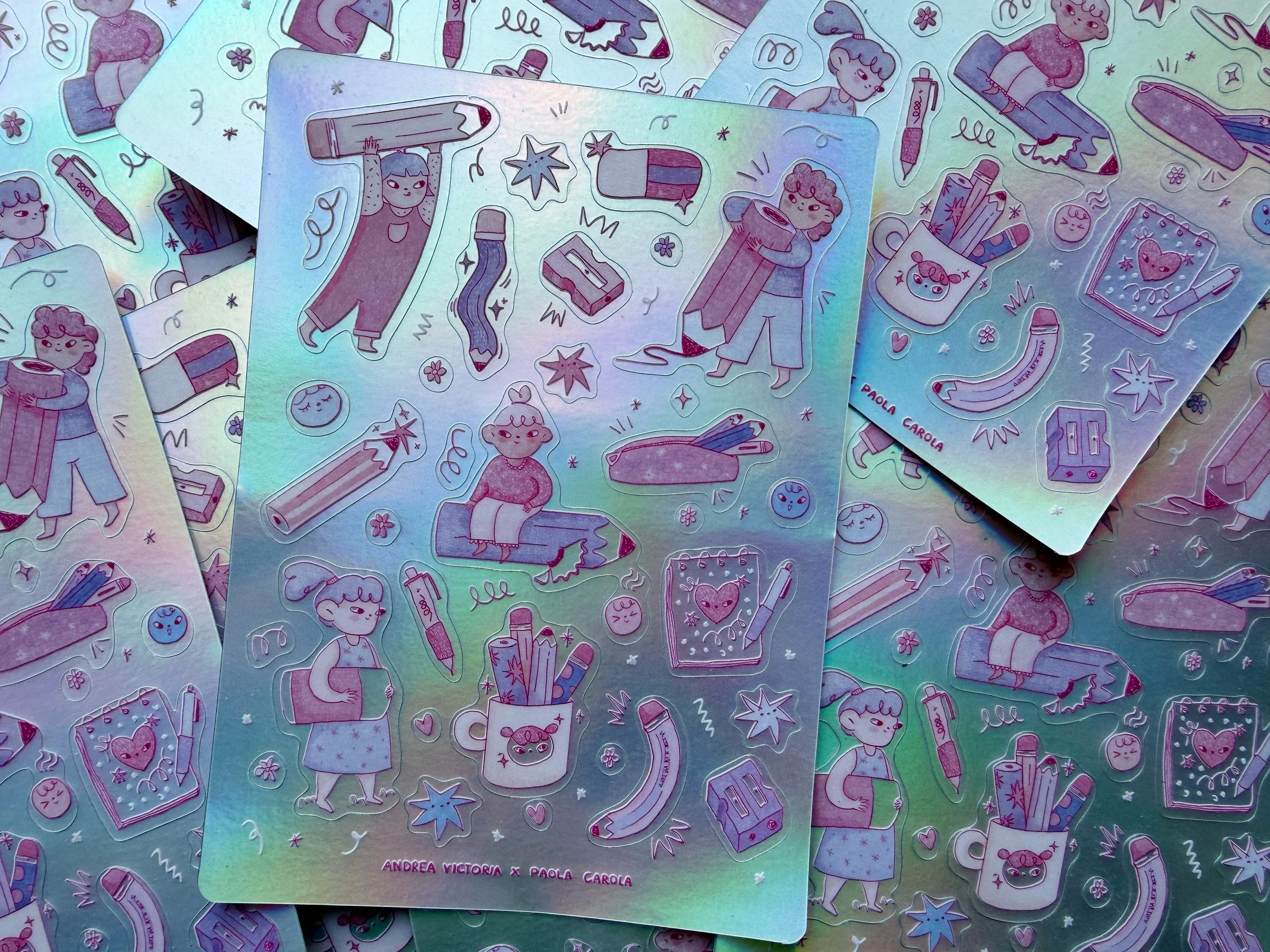 Niña de los lápices [Planilla de stickers]