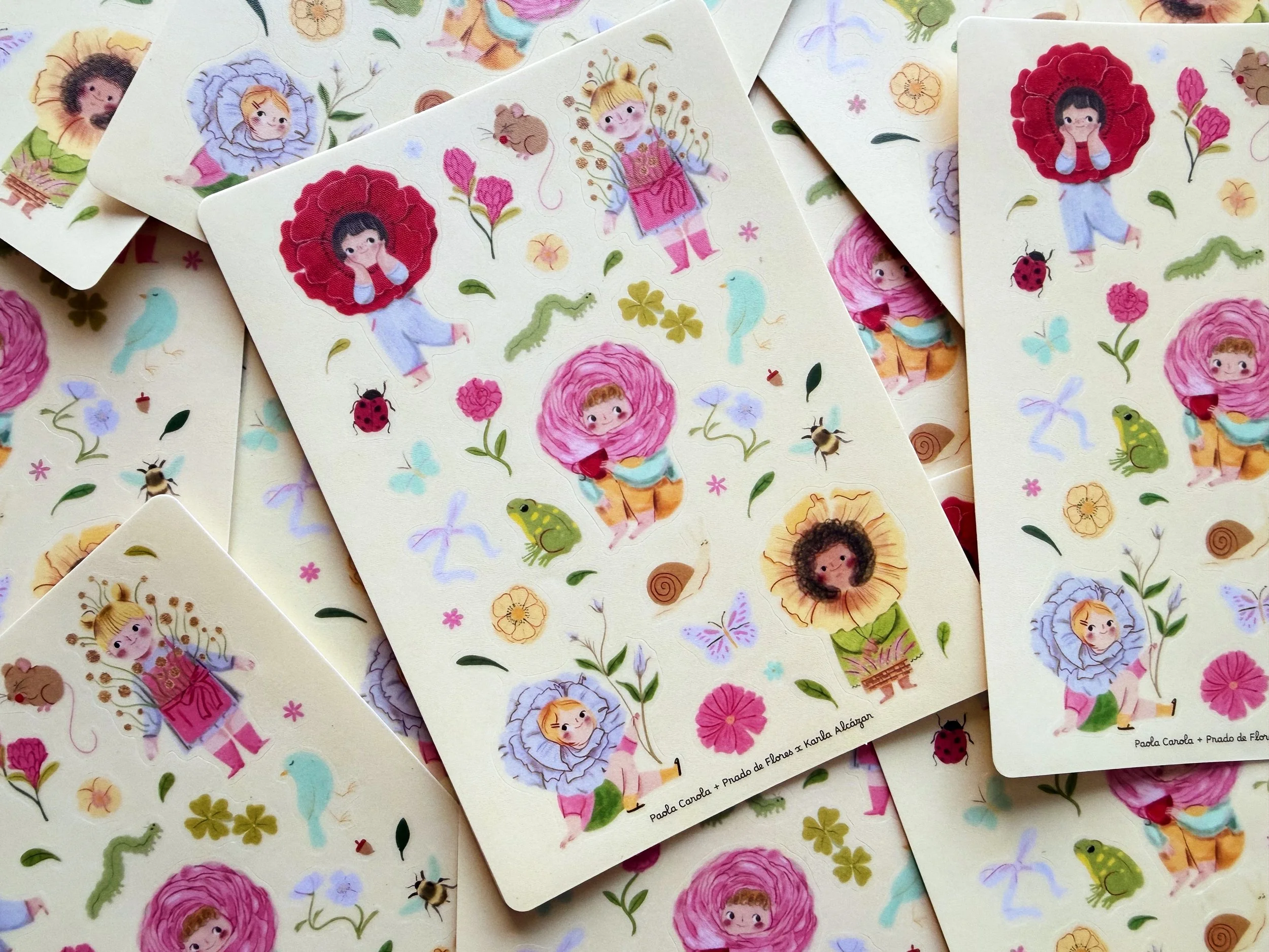 Niñas flor [Planilla de stickers]