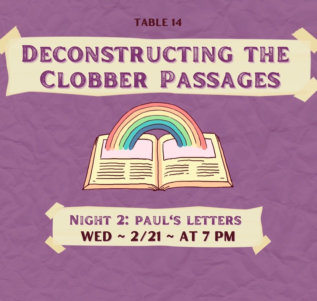THIS WEDNESDAY! The Clobber Passages series continues:) See ya at the office at 7!📔🌈