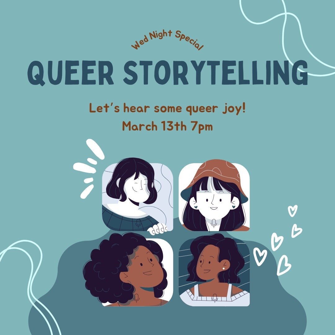 For this week&rsquo;s Wednesday Night Special, we&rsquo;re gonna sit down and listen to some stories of queer joy in our community! March 13th at 7pm in our office 🌈❤️