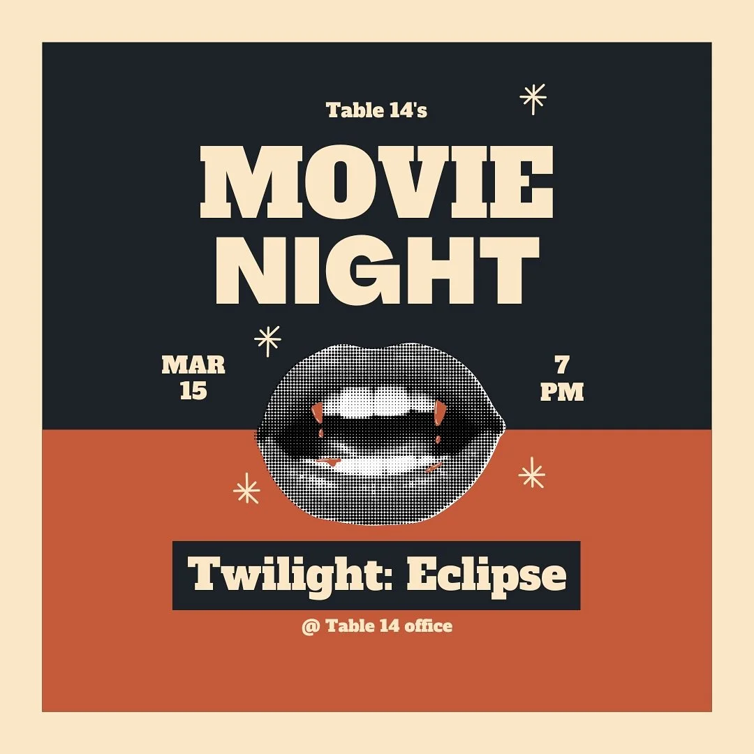 Hi y&rsquo;all! It&rsquo;s the movie night you&rsquo;ve long awaited! Join us this Saturday at 7 PM for a viewing of Twilight: Eclipse! You won&rsquo;t want to miss it (and Kristen Stewart&rsquo;s questionable wig)🧛🏼