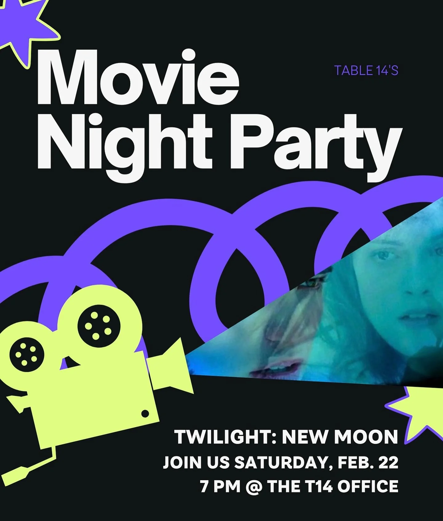 hiiiii! Last semester we watched the first Twilight movie and LOVED it! So we&rsquo;re moving on to the next&hellip; Twilight: New Moon! This Saturday at 7pm! We&rsquo;ll have snacks and sodas so pull up🌚🐺🧛🏼🍎