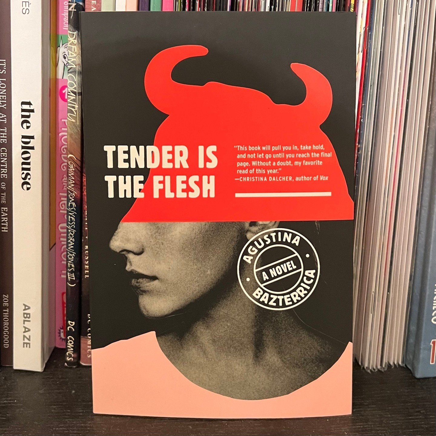 Maria has been waiting to read this one for a WHILE 🫣 Tender Is The Flesh by Agustina Bazterrica is one of the most divisive novels in recent years.⁠
⁠
🥩 Working at the local processing plant, Marcos is in the business of slaughtering humans &mdash