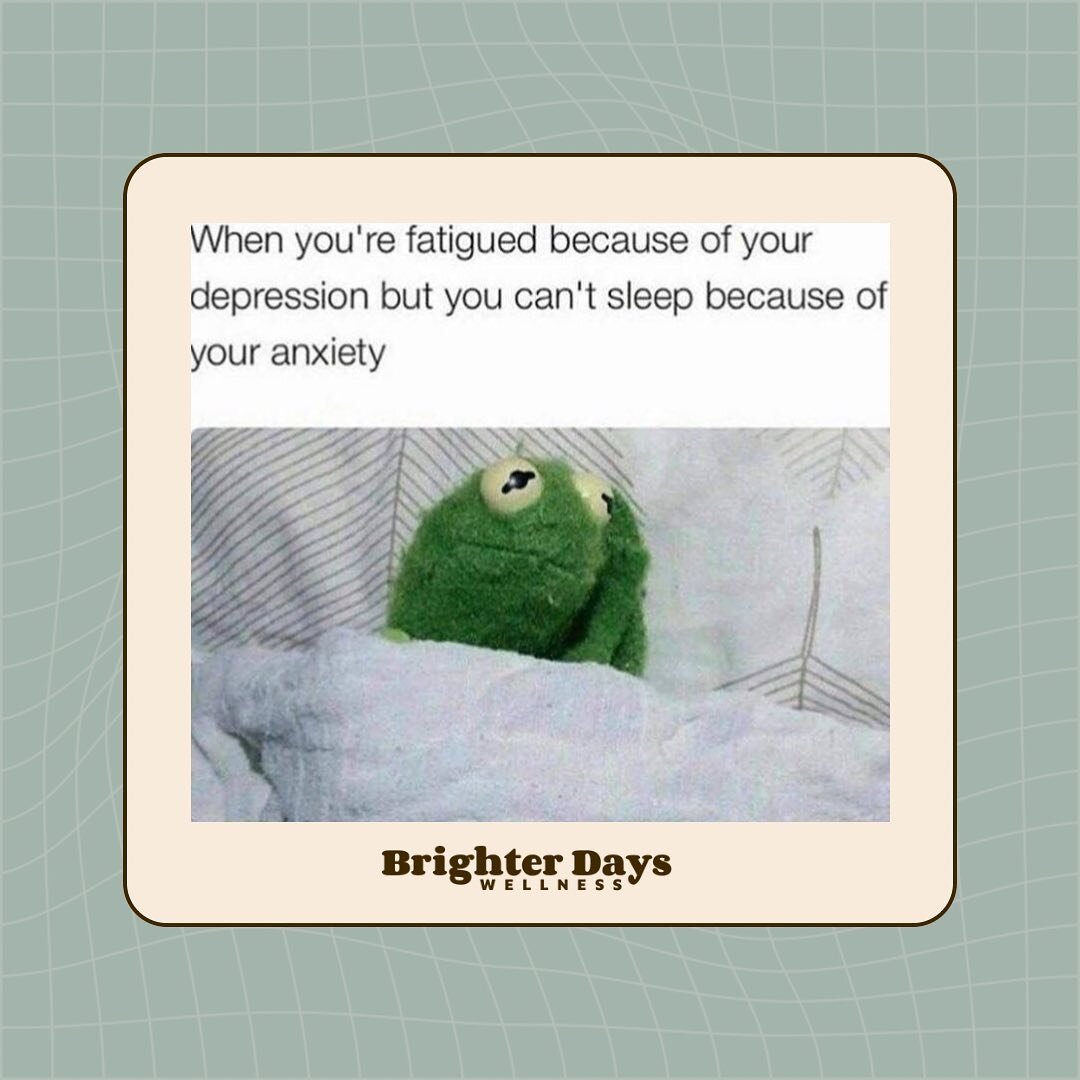 Comment 😅😅😅 below if you relate! 

Mental health meme Monday: When you're fatigued because of your depression but you can't sleep because of your anxiety.

💡 Did you know that fatigue is one of the most common symptoms of depression? Did you also
