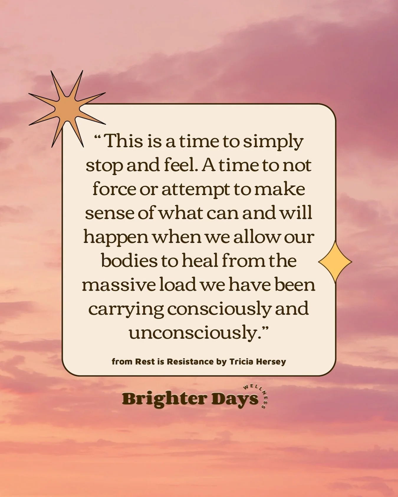 &ldquo;This is a time to simply stop and feel.&rdquo; -Tricia Hersey, Rest Is Resistance

We live in a culture that rewards pushing through, numbing out, and staying busy even at the cost of our minds &amp; bodies.

But what if slowing down wasn&rsqu