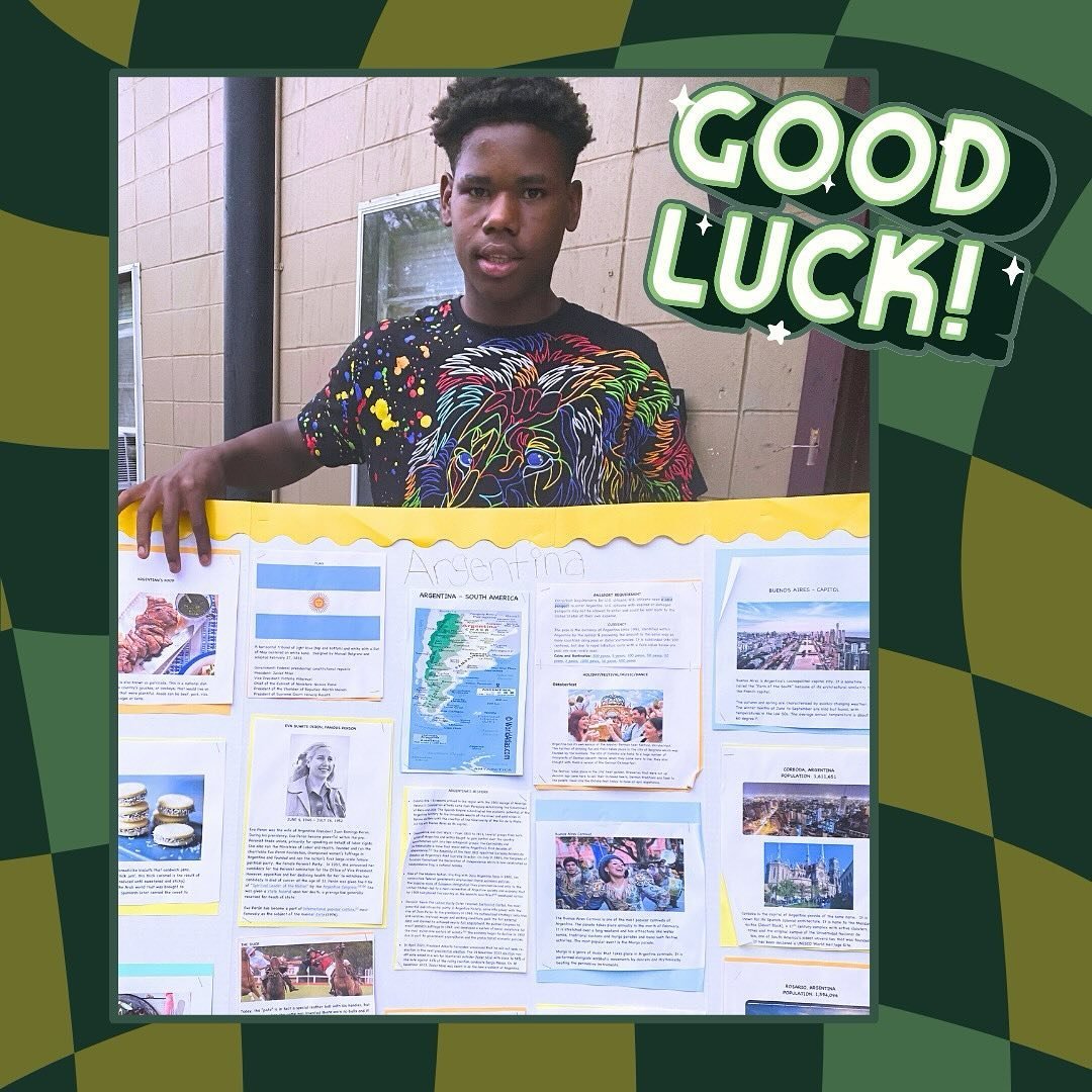 Best wishes to TayShawn Garner, Capitol High School sophomore, who will present his poster on Argentina in today&rsquo;s class! 🇦🇷