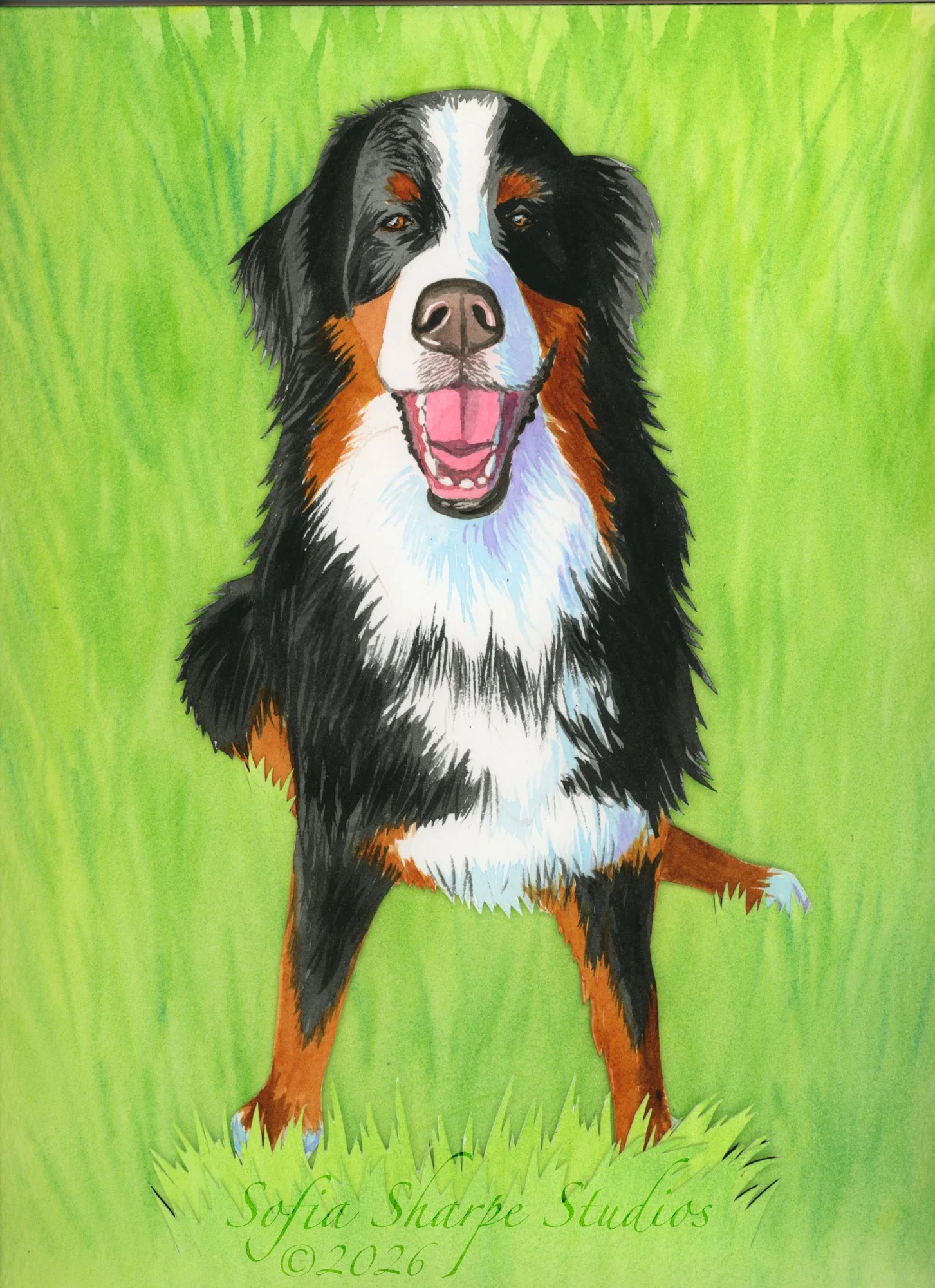 Bear - Watercolor Collage 9"x12" 