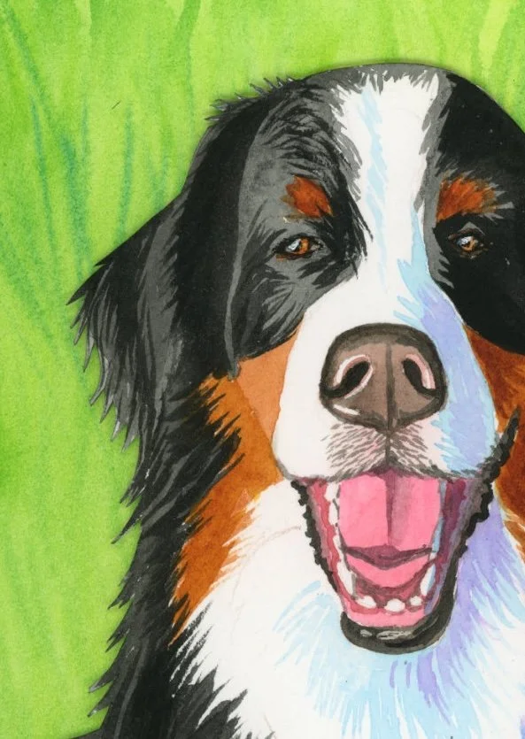 Bear - Watercolor Collage 9"x12" -detail