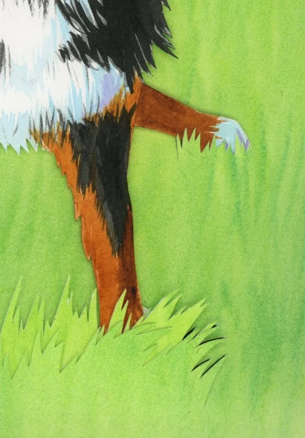 Bear - Watercolor Collage 9"x12" - detail
