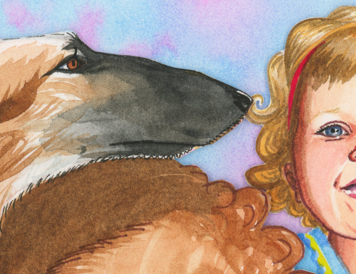 Diego & Spartacus - Avenue Pet Salon. 9"x12" watercolor Collage - detail