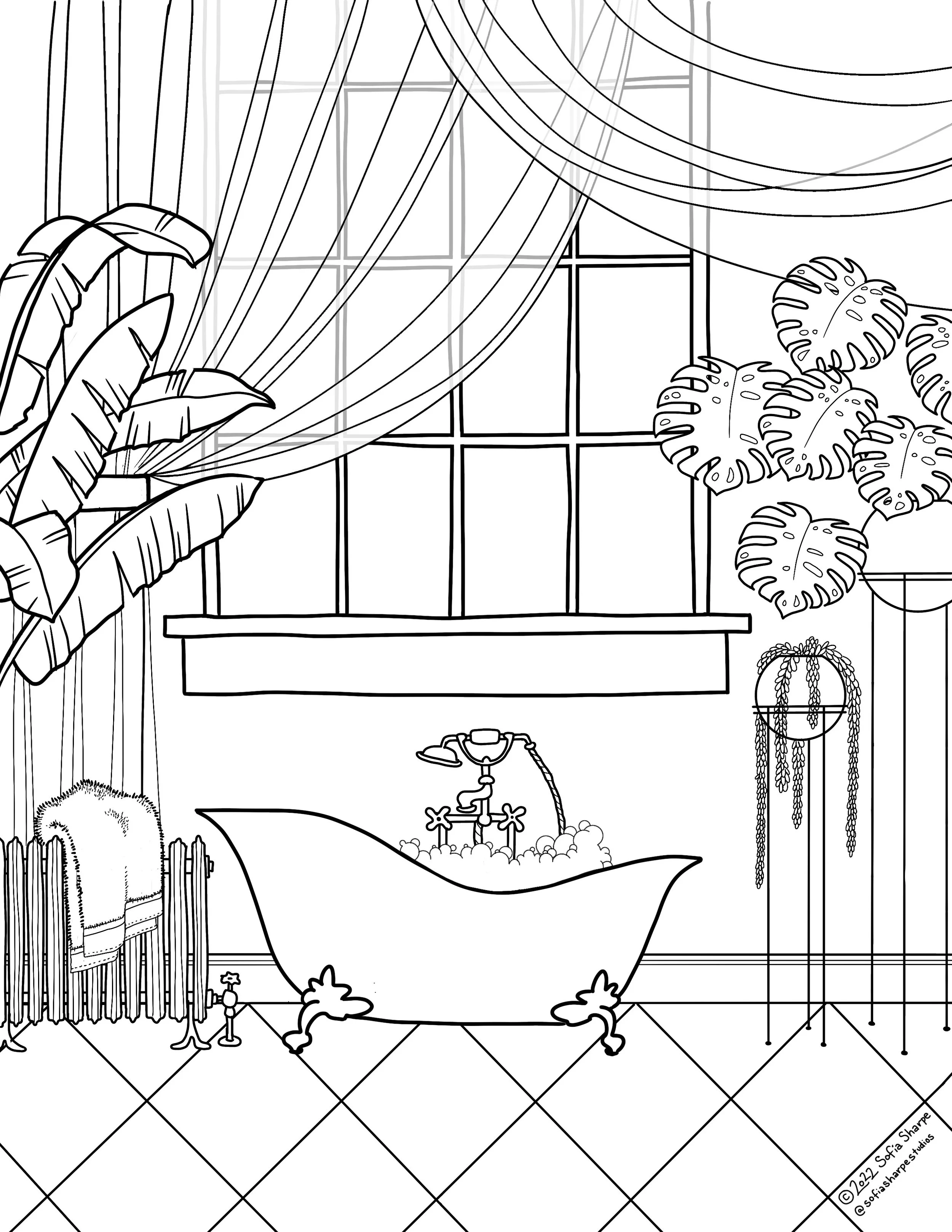 clawfoot bathtub coloring page