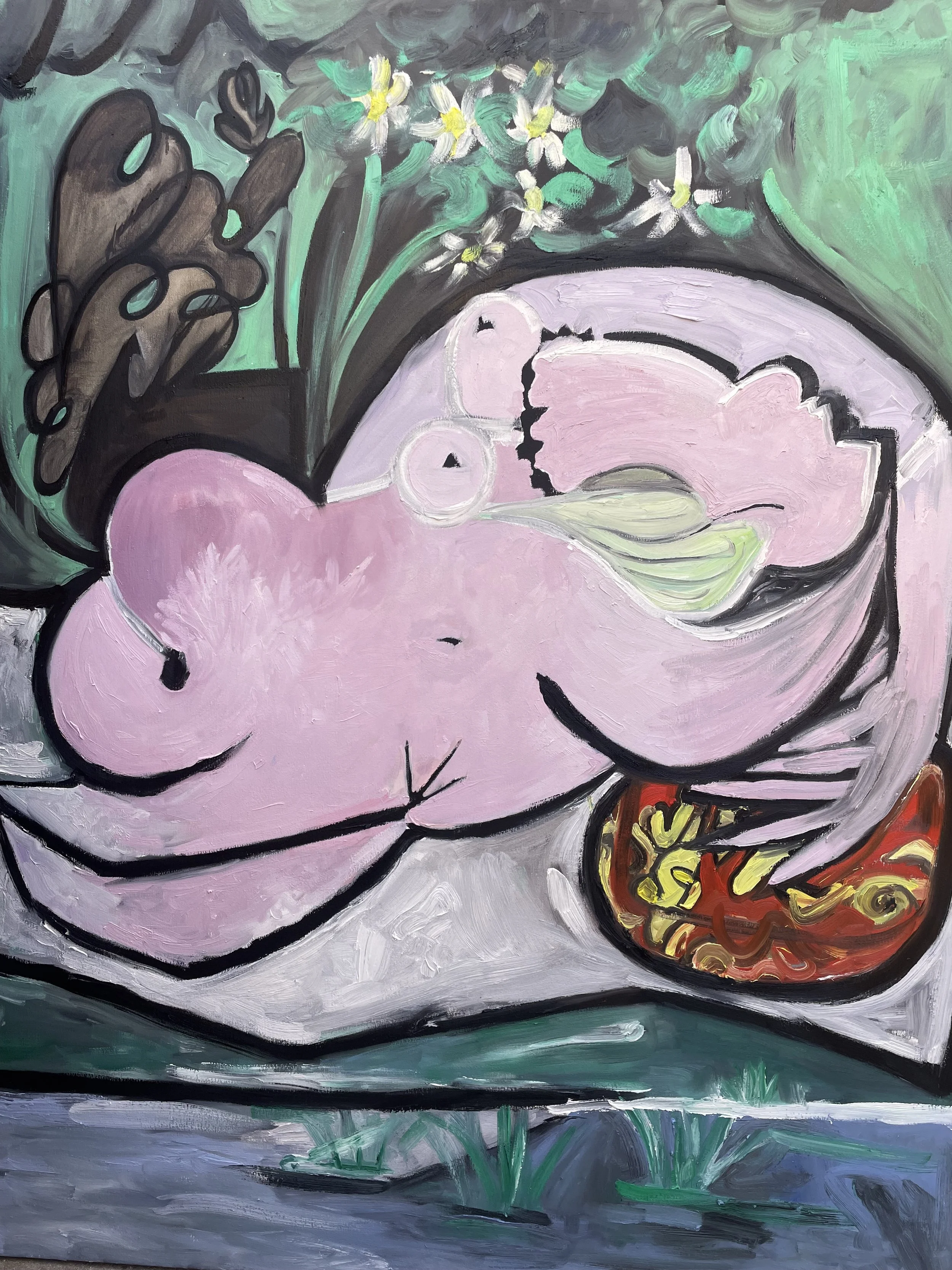 42” x 58”, Oil on Canvas, Reproduction of Picasso’s ‘Nu Dans Un Jardin”