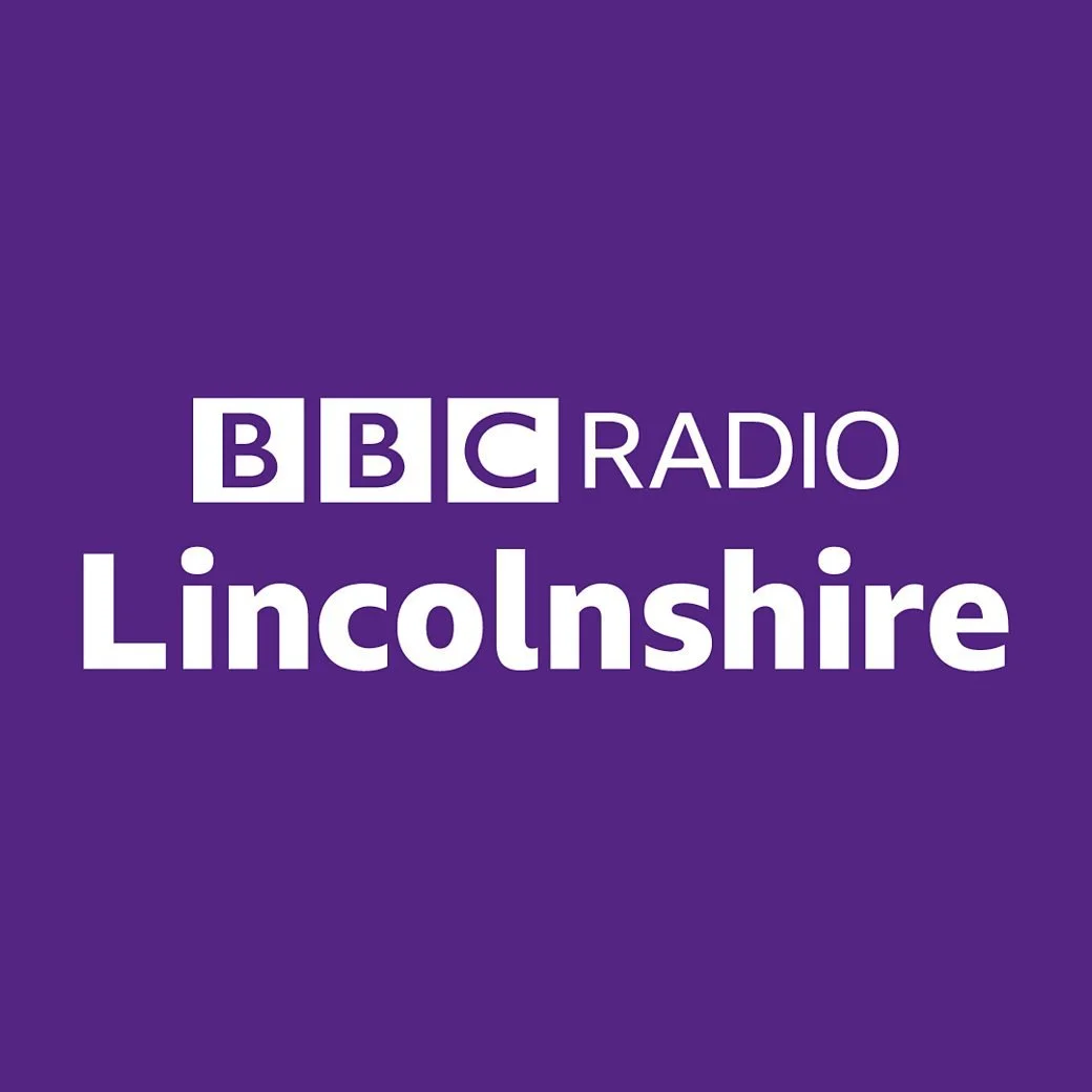 BBC Radio Lincolnshire logo with purple background.