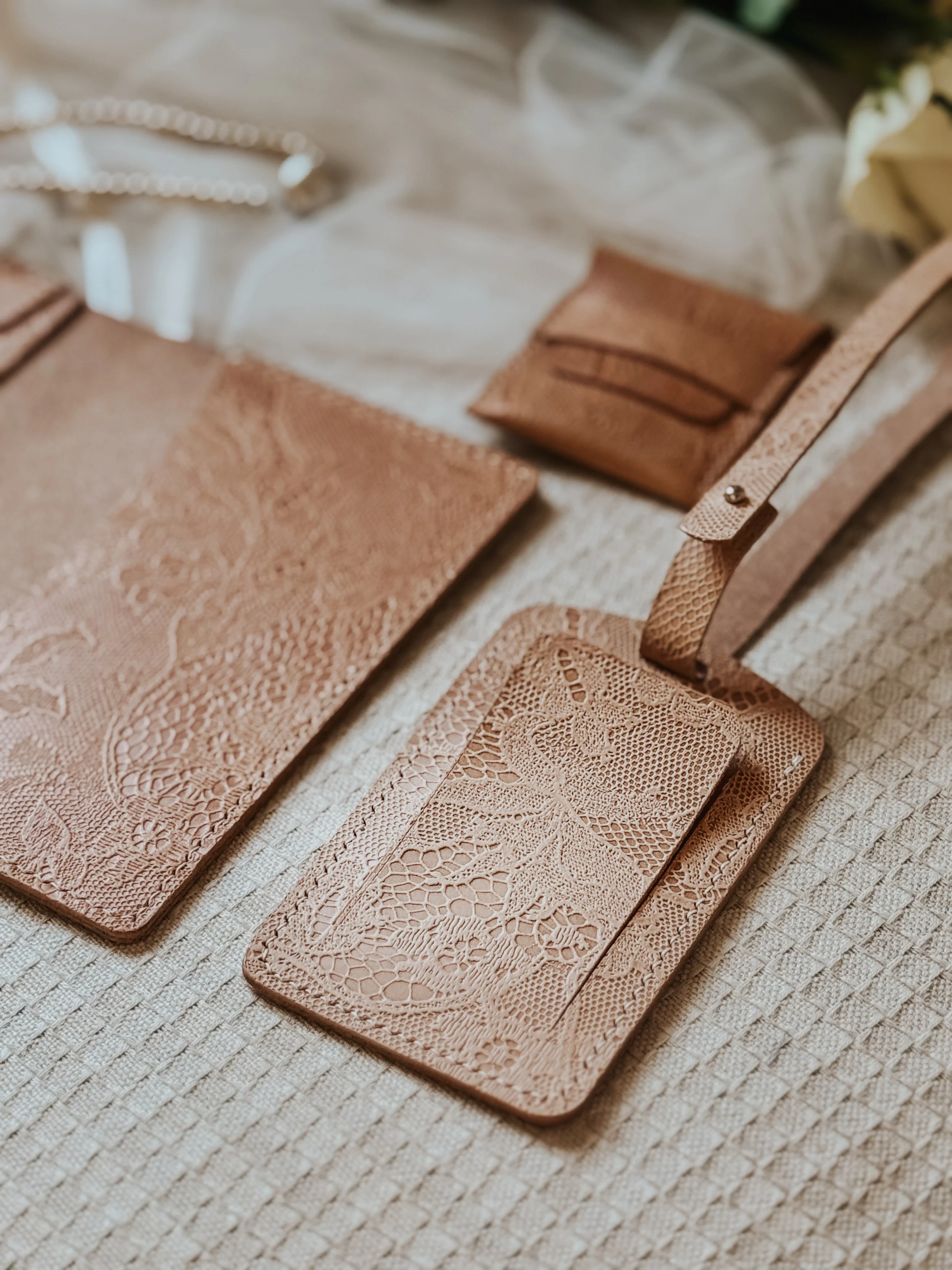 The Bridal Luggage Tag | Lace Leather | Handmade in England