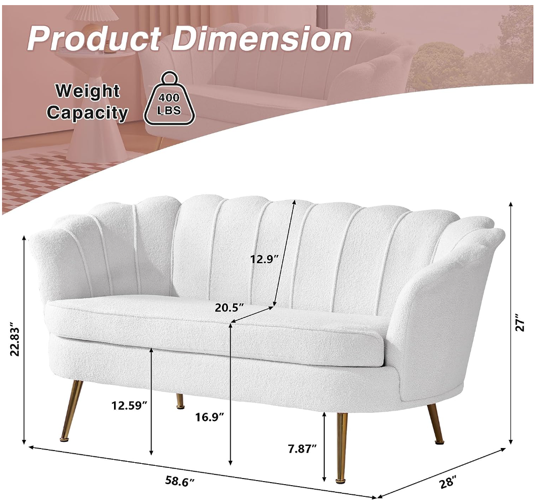 White Velvet Loveseat — Clermont Party Rentals