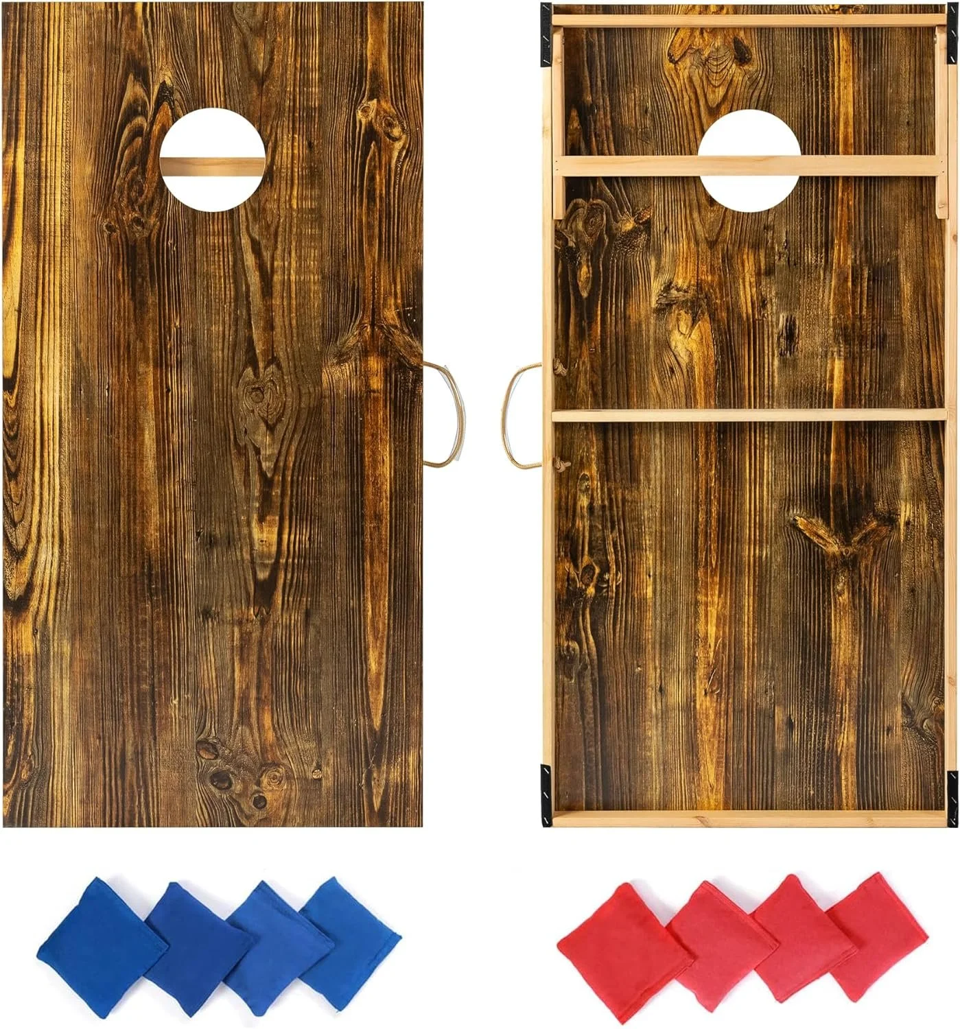 thumbnail interactive-video image 1 of Portable Cornhole Board Set - 10.16' X 5.04' Solid Wood With 8 Bean Bags & Carry Case 1 of 14