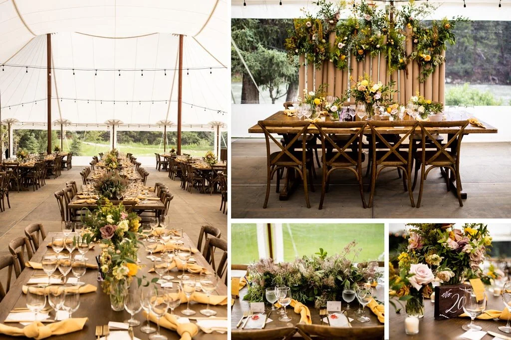 Our good friend Ally from&nbsp;Poppy Lane Floral&nbsp;flew in from Minneapolis with her team to create these gorgeous florals. The focal-point piece behind the head table was stunning, and she mirrored this piece at the entrance to our dancing tent.…