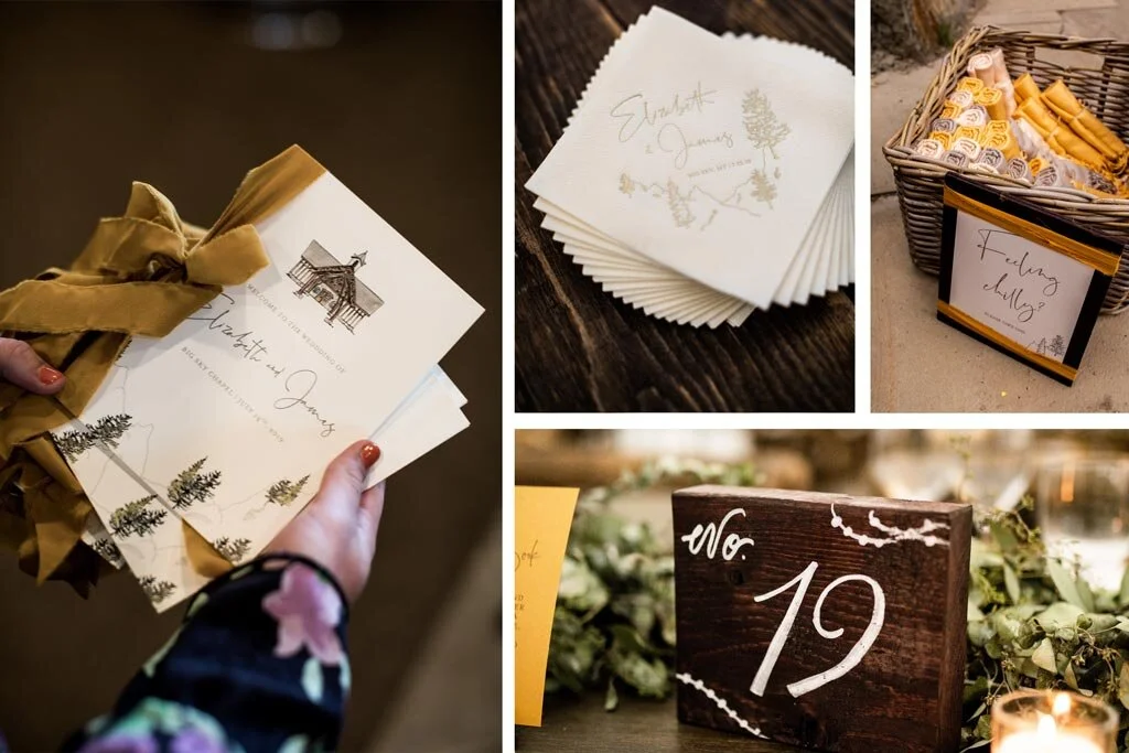 My&nbsp;team&nbsp;at Paper Rock Scissor and I created custom napkins, signage, and programs that tied in with the invitations perfectly. We used&nbsp;Cait Courneya’s&nbsp;artwork whenever possible, we repeated the hand-torn marigold ribbon, and we h…