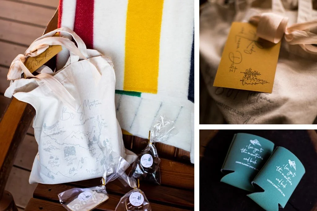 It’s all about the swag! My team at Paper Rock Scissor and I made custom can koozies using our tagline “I love you to the mountains and back” and we created custom tote bags filled with goodies that tied in with the invitations perfectly. We used&nb…
