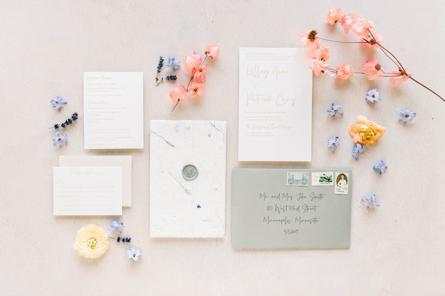 Modern Greenery, Handmade Paper Wedding Invitation - Cotton Willow Design  Co.