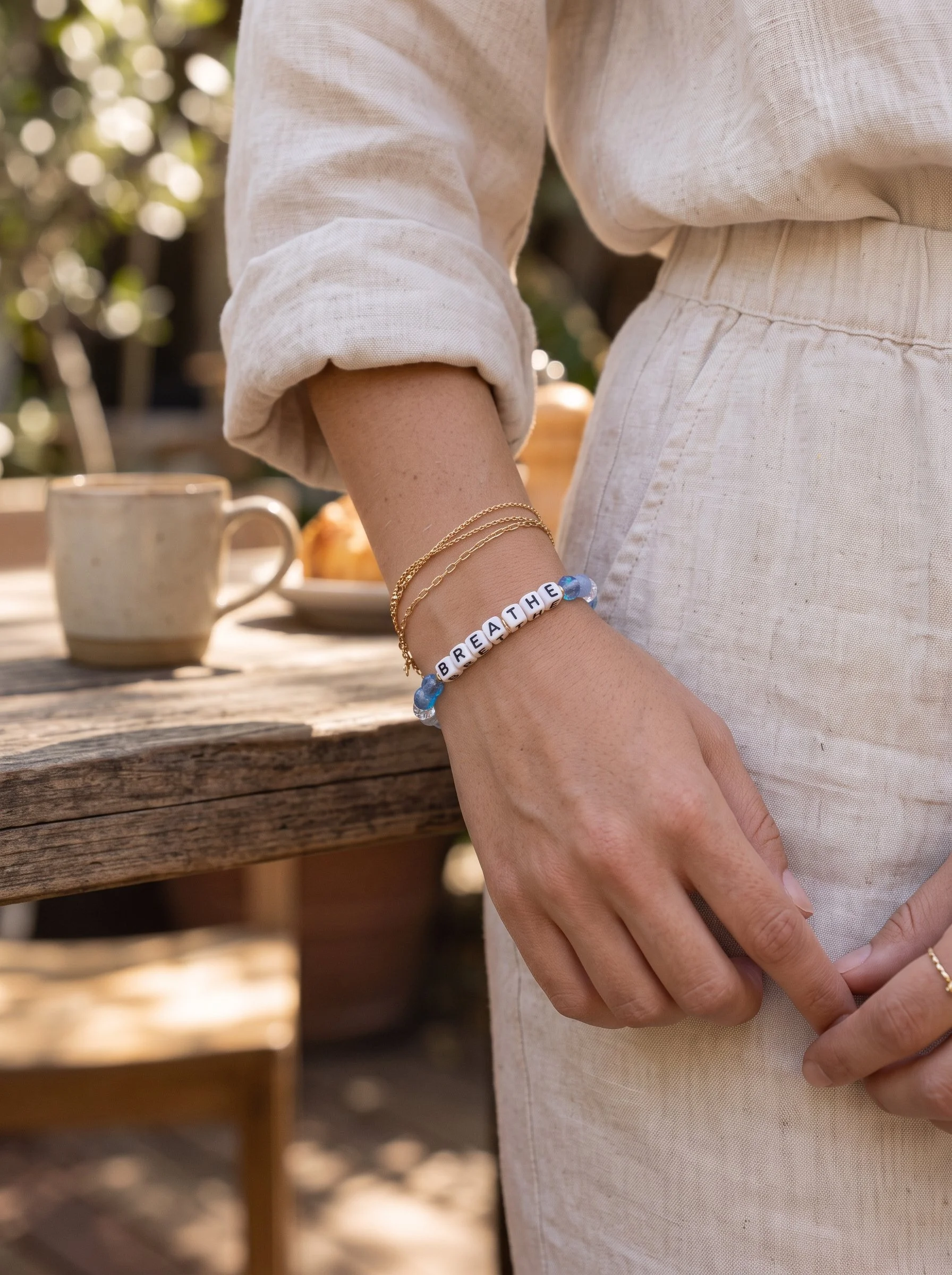 Little Words Project White Breathe Bracelet in the colors cloud soft