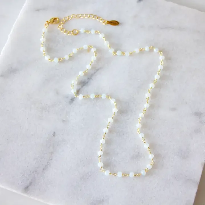 Mesa Blue Opalite Beaded Necklace in gold