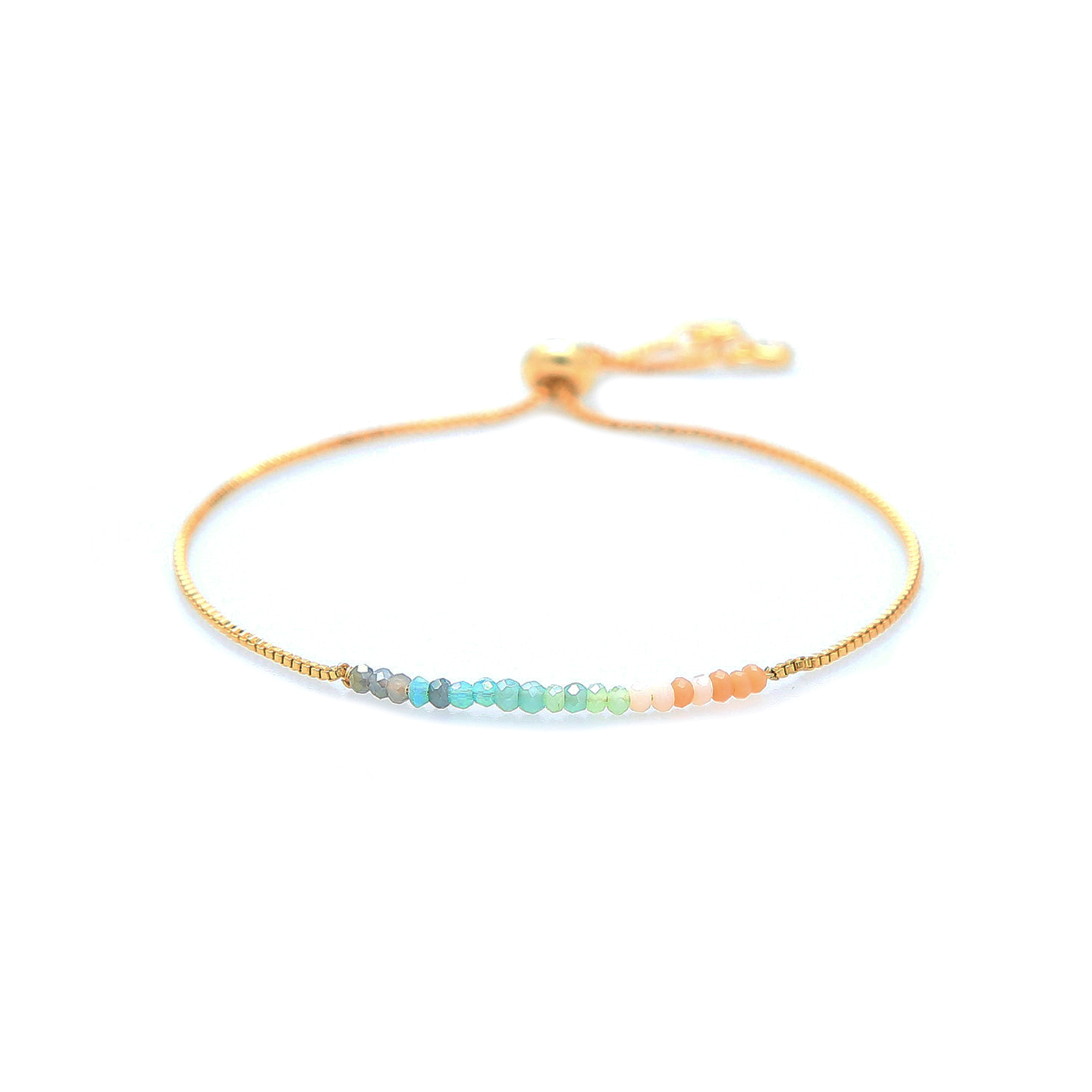 Lotus and Luna Create Your Own Sunshine Goddess Bracelet with Orange, Cream, Mint, Blue, Navy beading