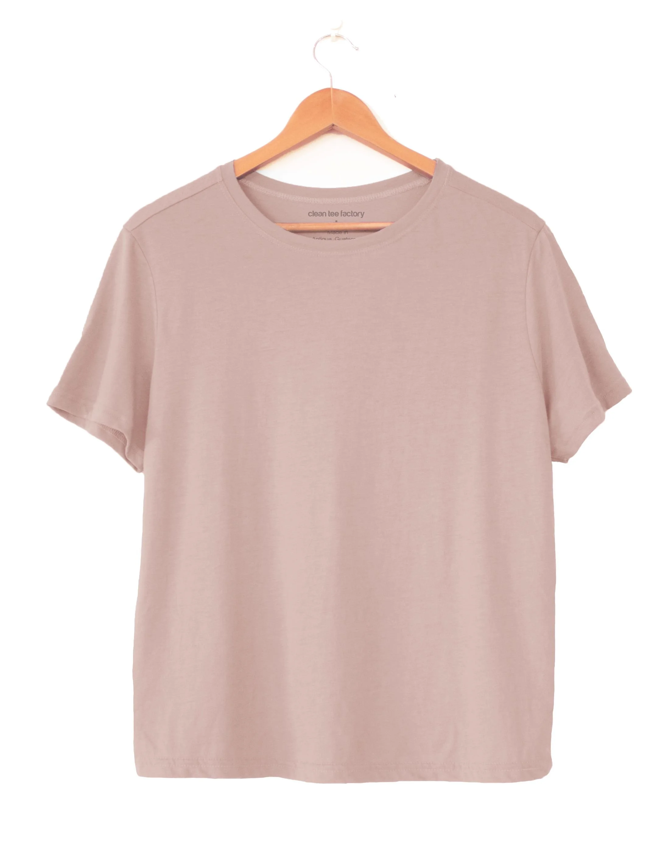 Clean Tee Factory cotton/modal women's boxy tee in the color petal