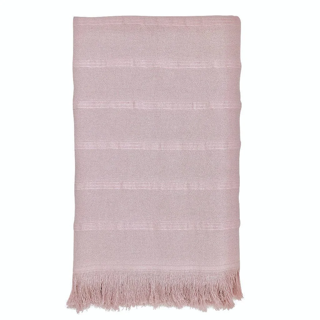 Slate + Salt Aegean Turkish Towel made from 100% Turkish cotton with fringe in the color dusty rose