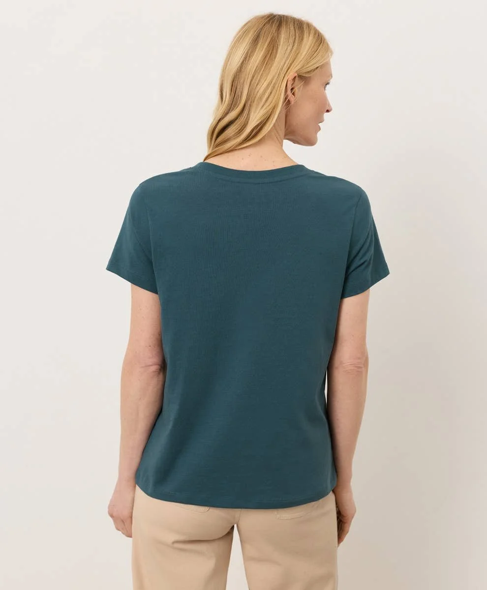 Pact 100% Cotton Deep Aqua Women's Essential Softspun V-Neck Tee