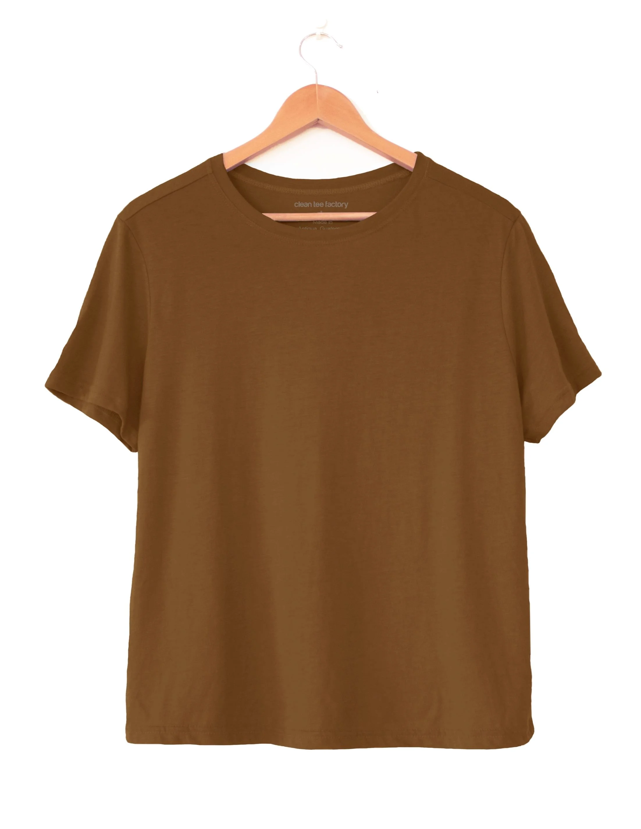 Clean Tee Factory womens boxy tee in the color cinnamon