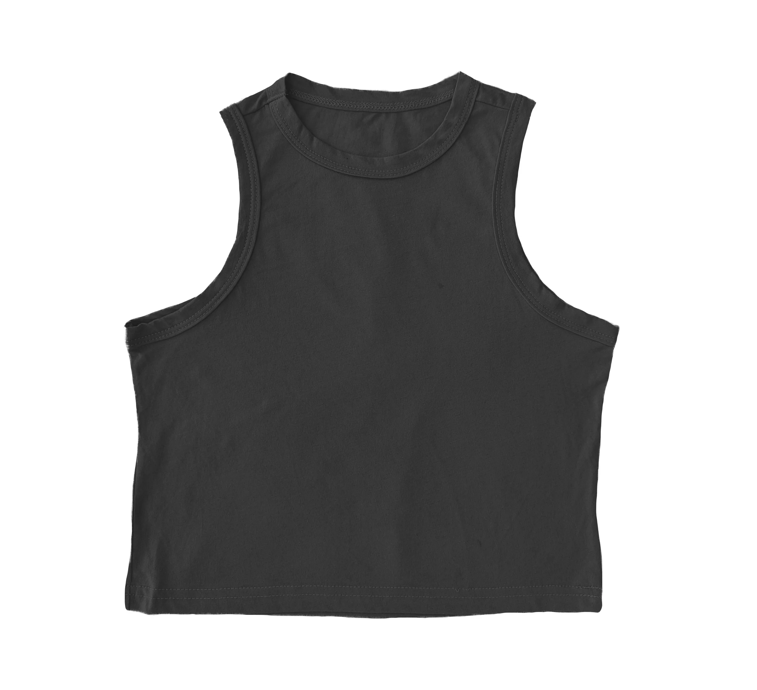 Clean  Tee Factory Women's crop tank in the color black in a cotton modal blend.