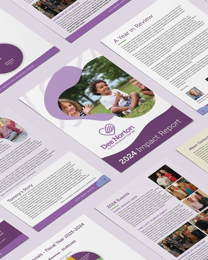 We love working with nonprofits and were excited to partner up with Dee Norton Child Advocacy Center again for their annual report design 💜. Thanks to our senior designer @michelleleacreative on the beautiful layout for this print piece.

View the d