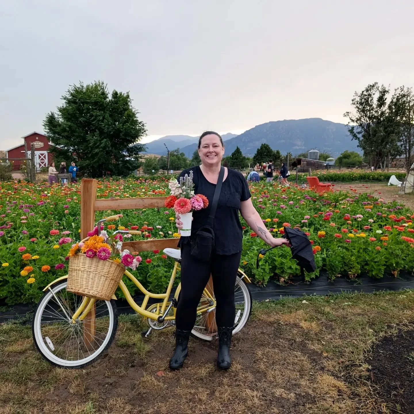 Went flower picking at @gathermountainblooms and this was too cute not to put in the grid. Also hi 👋! I'm Meg, the owner of Due West Design and the human behind this account. I forget that I'm supposed to show my face occasionally on here (oops). 

