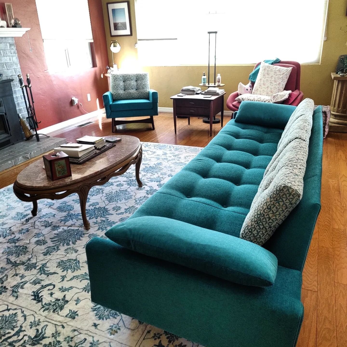 Fantastic vintage sofa and matching chair

#upholstery #familybusiness #furnitureupholstery #sandiego #elcajon #smallbusiness #vintagefurniture #vintage #vintagechair #vintagesofa