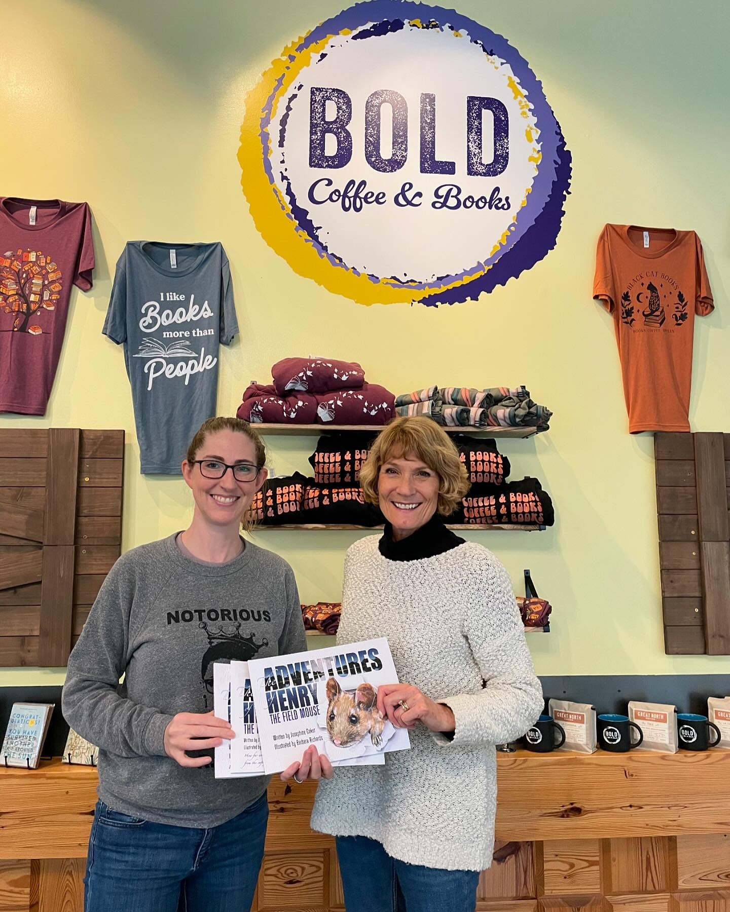 So excited for Henry and his wildlife pals to be on the shelves in this wonderful new combo book store/ coffee shop! 
 
Their goal is to feature books and characters from underrepresented communities! 

So glad a 90 year old author writing about mice