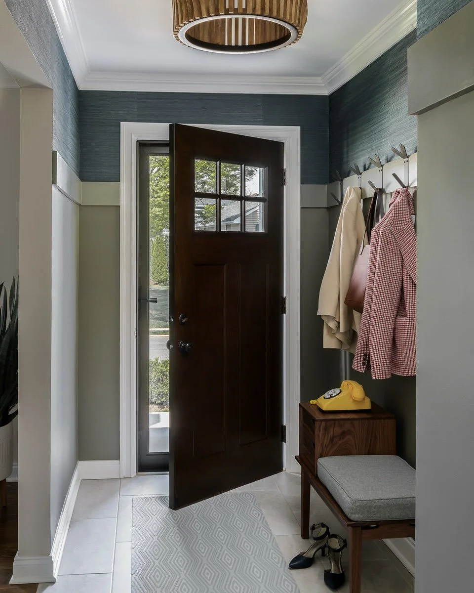 Color, texture, and a splash of personality. The retro yellow phone? That&rsquo;s the client&rsquo;s touch &mdash; and we love it!

#entrywayinspiration #midcenturymodern #cranfordnj #westfieldnj #interiordesign #benjaminmoore #benjaminmoorerooftopga