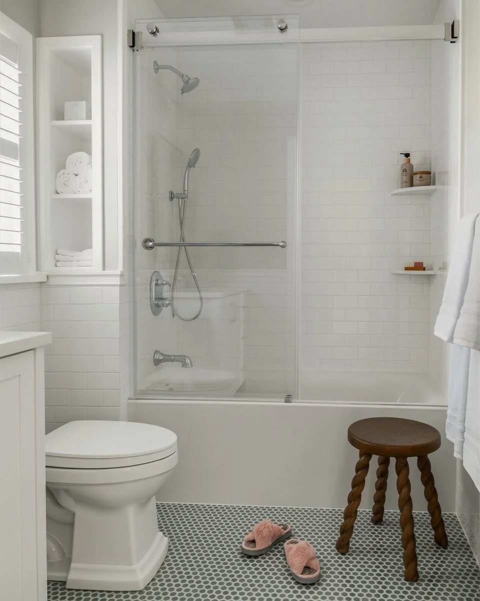 This hall bathroom renovation is proof that when your designer sees what&rsquo;s possible, magic happens! Swipe for the before.

Photo credit: Meghan Balcom Photography

#bathroominspo @bathroomdesign #interiordesign #westfieldnj #pennytile