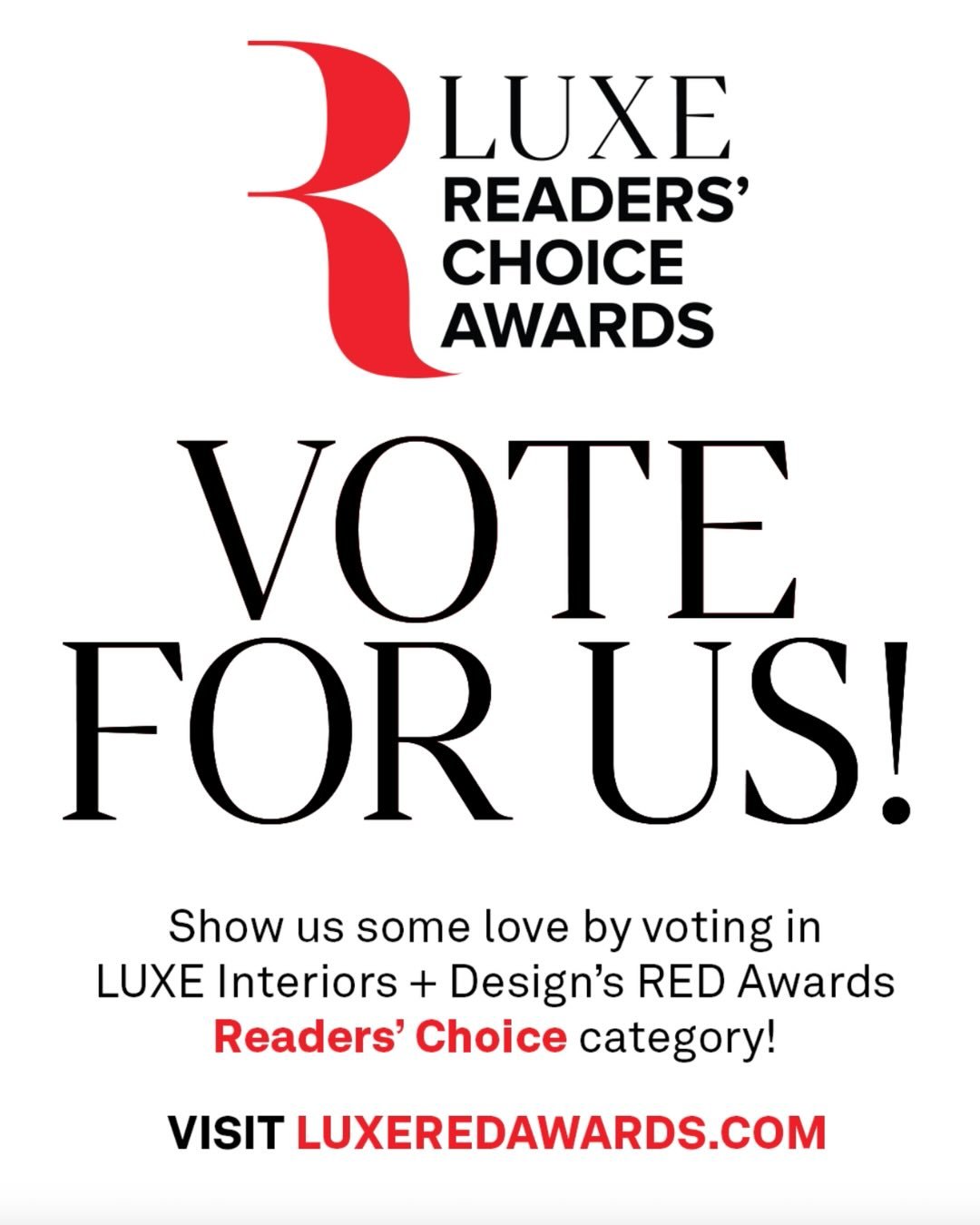Show us some love by voting in the LUXE Interiors + Design&rsquo;s RED Reader&rsquo;s Choice Awards!
You can find our project, Salon Noir, in the Interior Design category.

Voting closes Jan. 23. Voting link in bio.

#BeREDWithLUXE 

https://luxereda