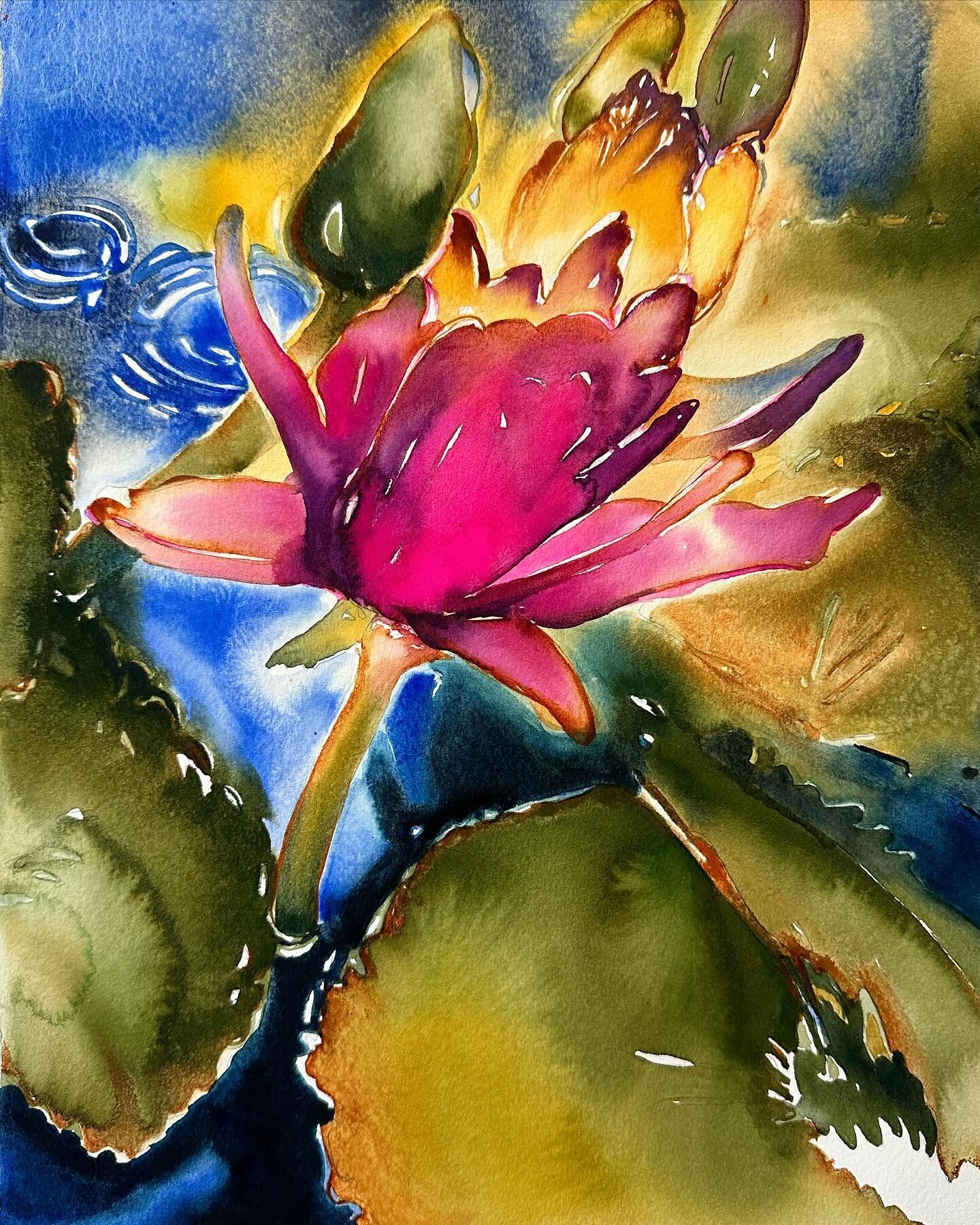 I repainted a lily using exclusively Rockwell Canada pigments. 🪷

I was very delighted to see how responsive they are!  I loved seeing how they blended and flowed on paper. 🖌️

The granulation and flocking was organic. 🌸

I very much like these pi