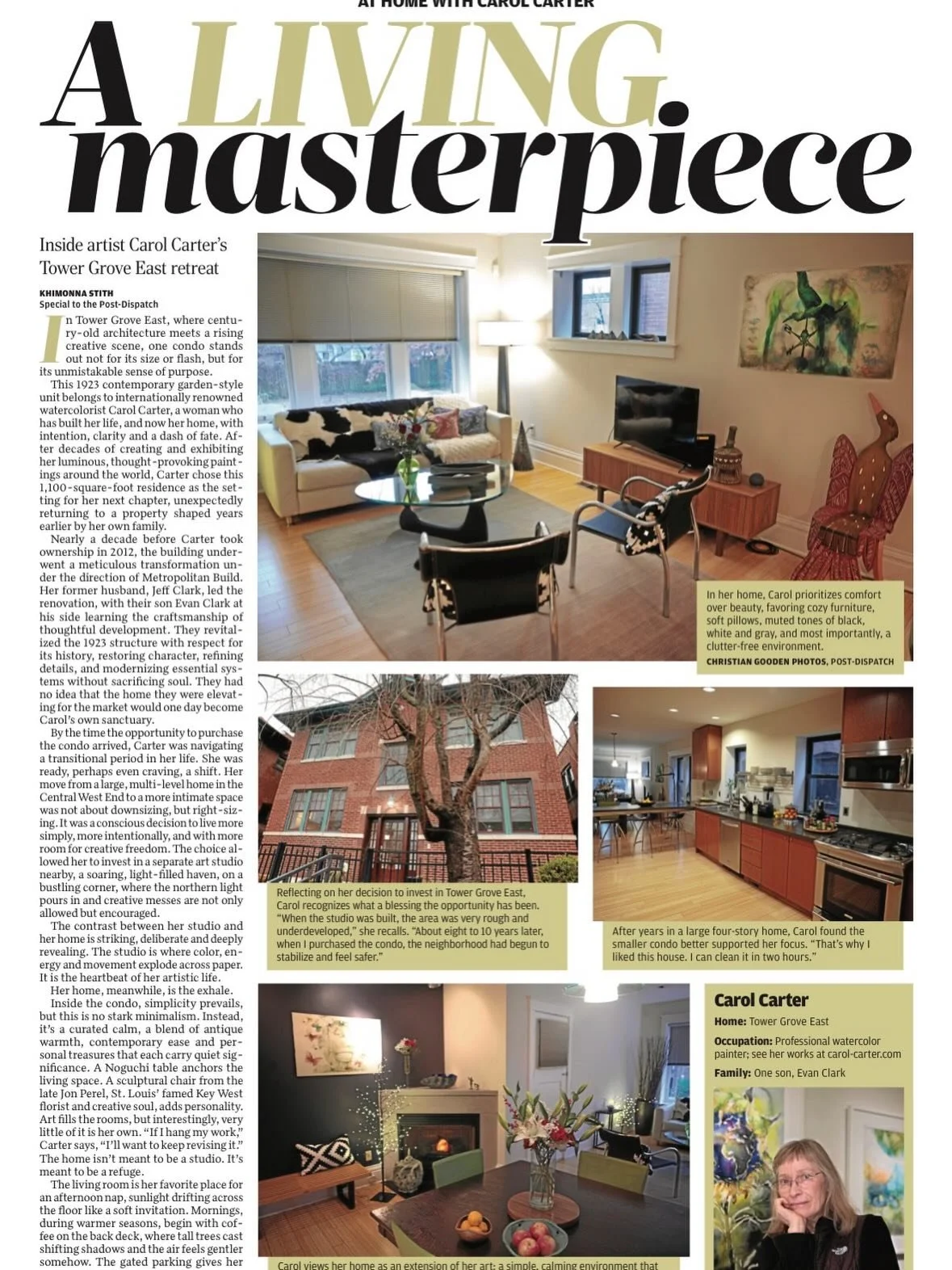 A feature article written by Khimonna Stith in today&rsquo;s St. Louis Post Dispatch.

A very nice article about my home and work space.

A deep thanks to Khi for writing such an elegant piece.  So grateful to you.

&hellip;
.
.
.
.
#stlouis#St.Louis