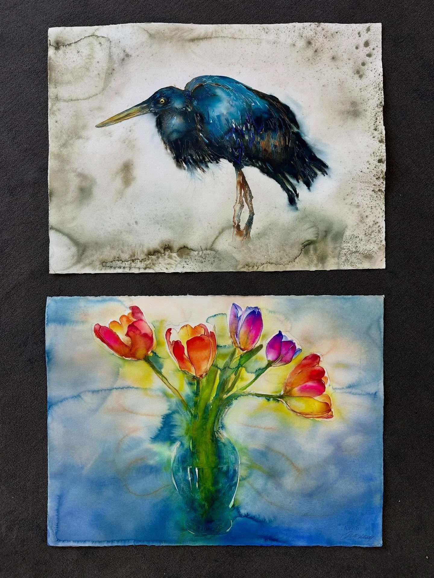 Two paintings shipped out this weekend.

So grateful for the support!

Dark Heron
watercolor 
22 x 30&rdquo;
2026
heading to LA

Rainy Day Tulips
watercolor 
22 x 30&rdquo;
2026
headed to IN
.
.
#artcollector#artistsoninstagram #herons #tulips#waterc