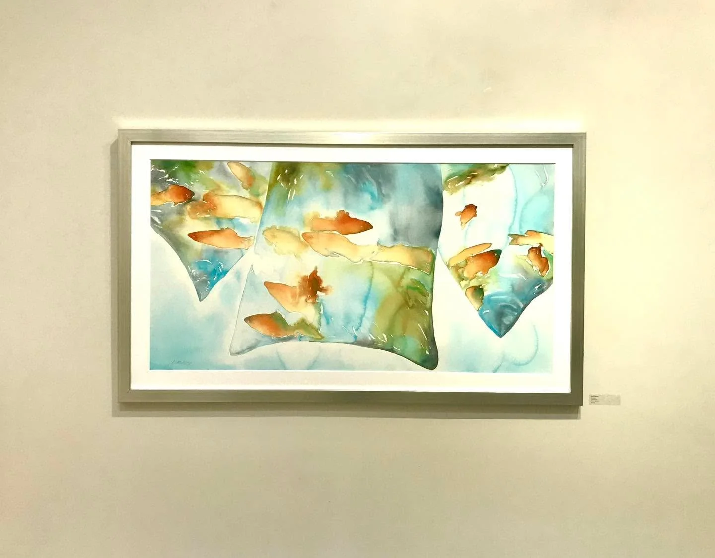 Recent photos from Softwater  Gallery

Guppies framed and installed for exhibition

Blue Octo installed in client&rsquo;s home

Guppies
35x 65&rdquo;
2024

Blue Octo
30 x 50&rdquo;
2025
Sold