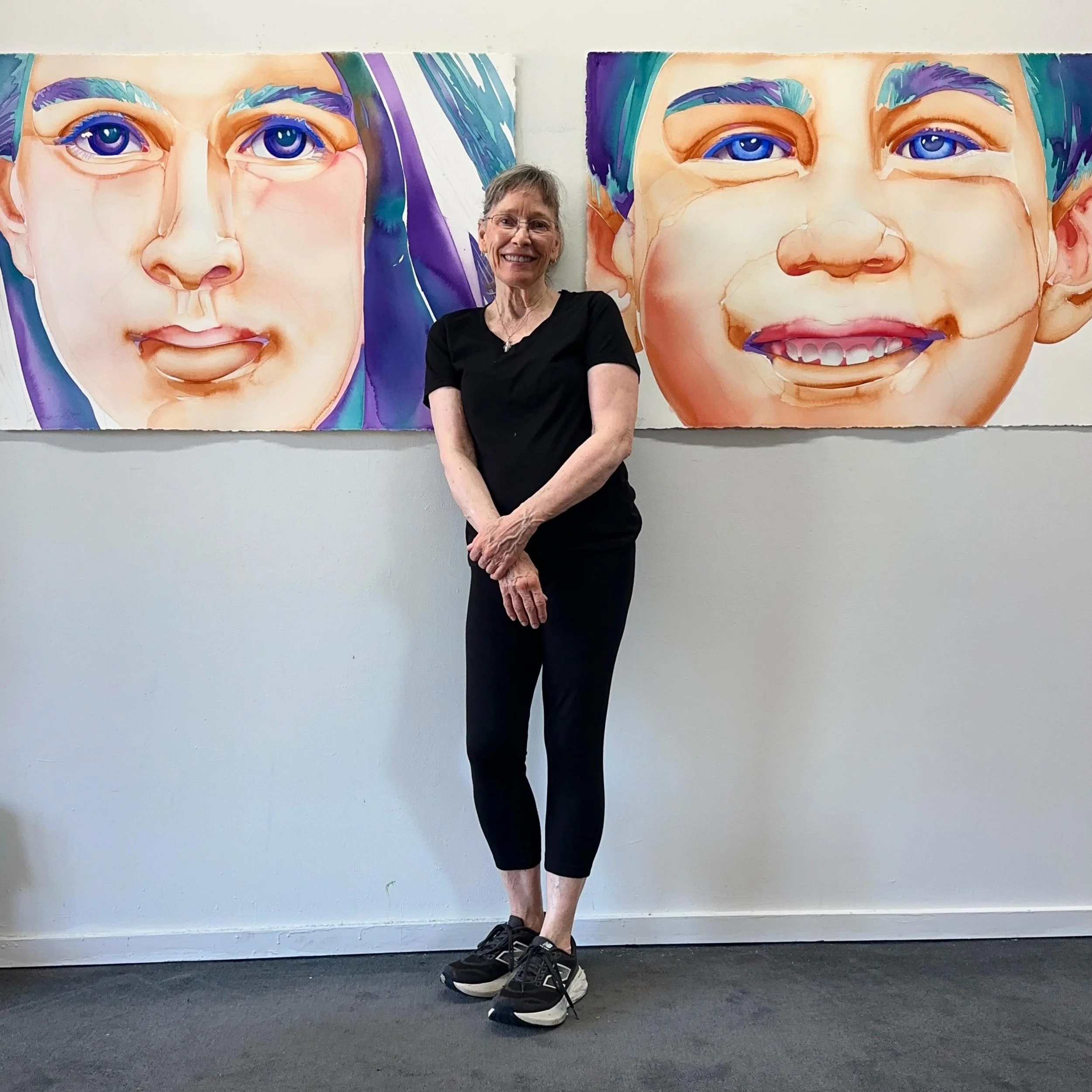 Large-scale portraits.

I painted these portraits in 1991. Recently, they returned to my studio while en route to another home in Europe.

It was a joy to live with them again for a while.

Seeing the luminous color and the transparent washes glow wi