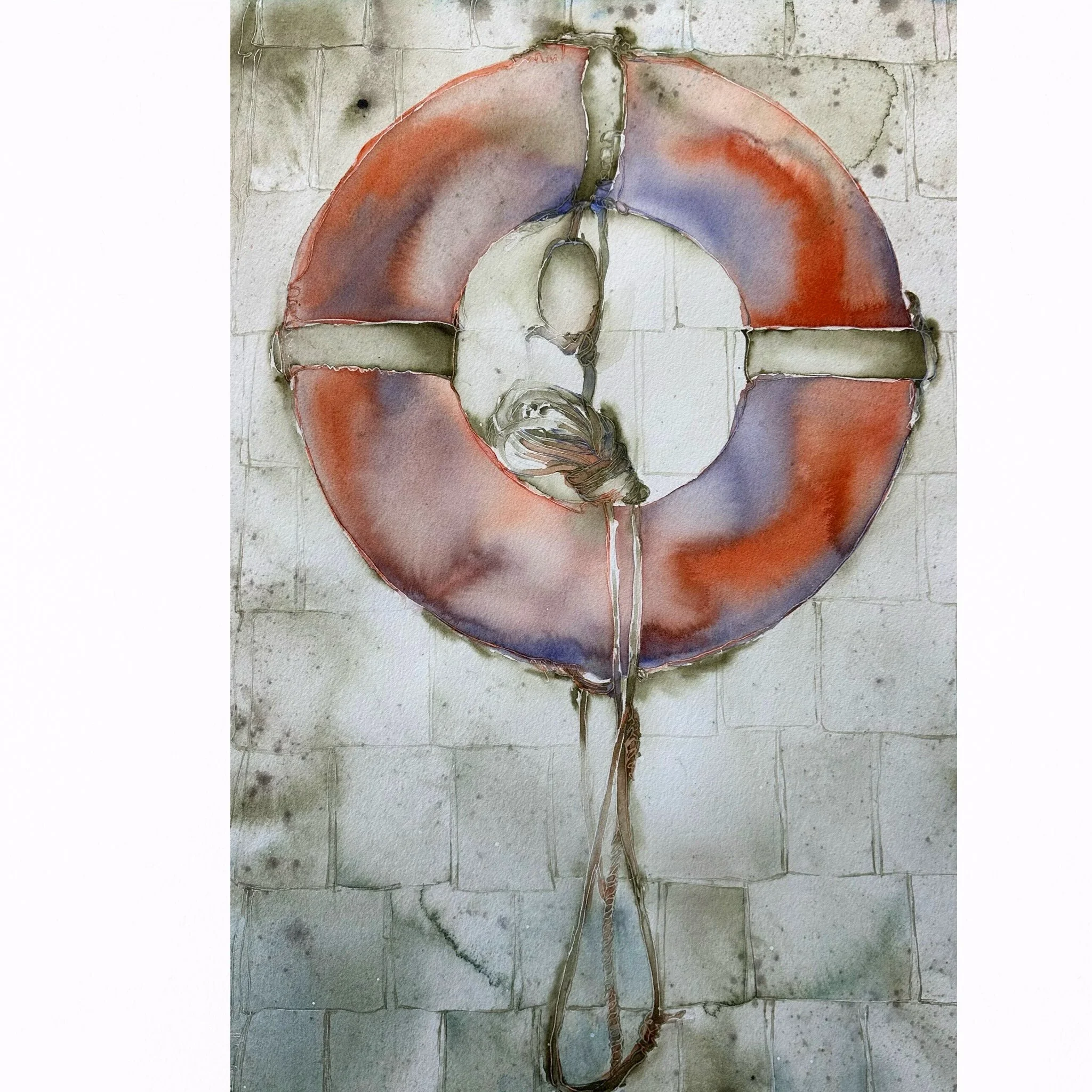 Your Best Friend
Watercolor
30 x 22&rdquo;
2026

It hangs quietly on a wall.

Unnoticed.
Unimportant.

Until suddenly, it isn&rsquo;t.

The lifesaver is one of those rare objects recognized almost anywhere in the world. Its meaning is immediate: dang