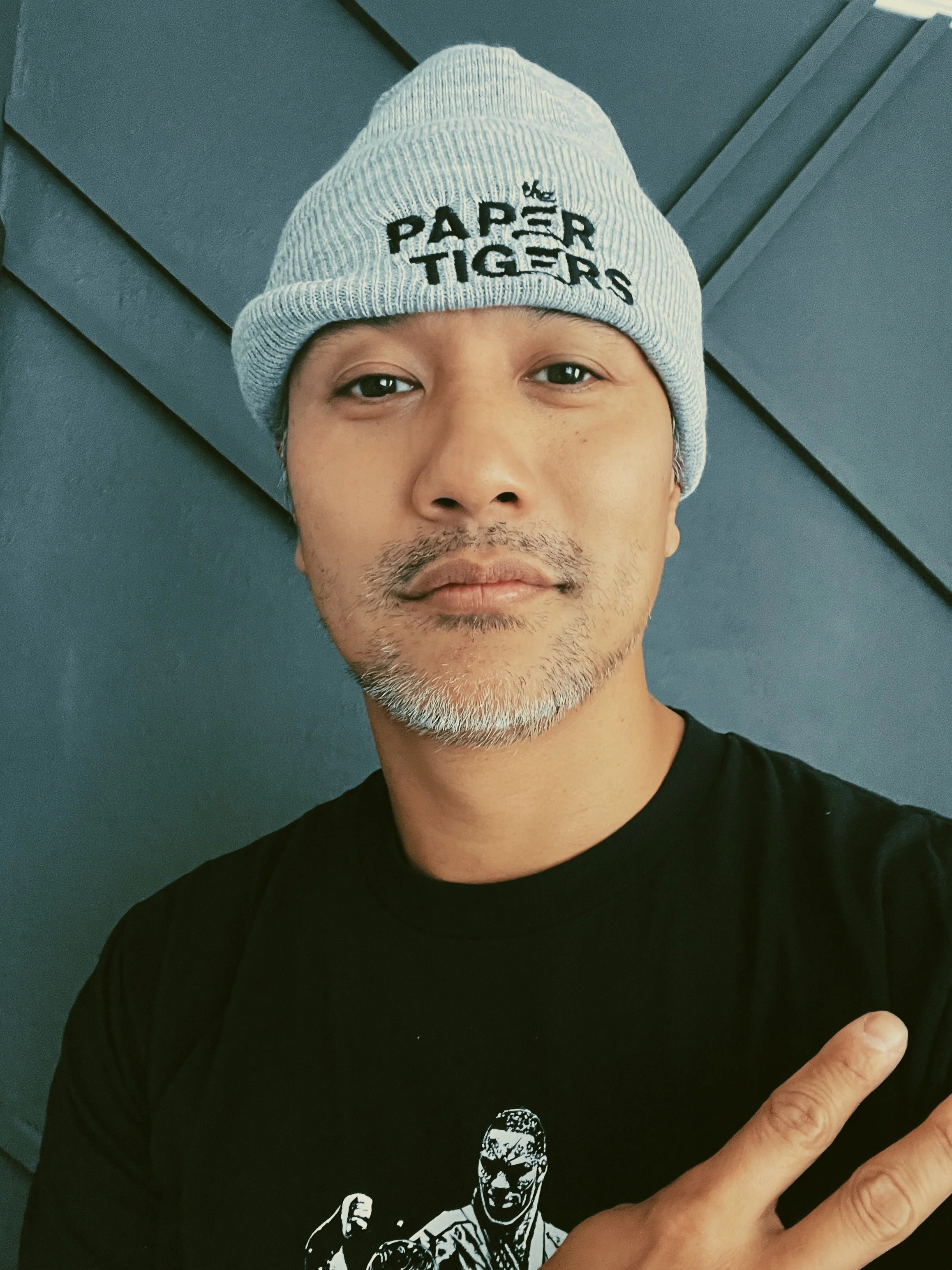 Alain Uy (Danny 8 Hands) in Cuffed Beanie